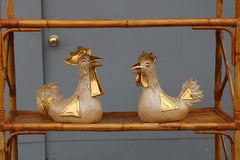 Große Gallina- und Gallo-Skulpturen Italien 1970 in 24 KT Gold