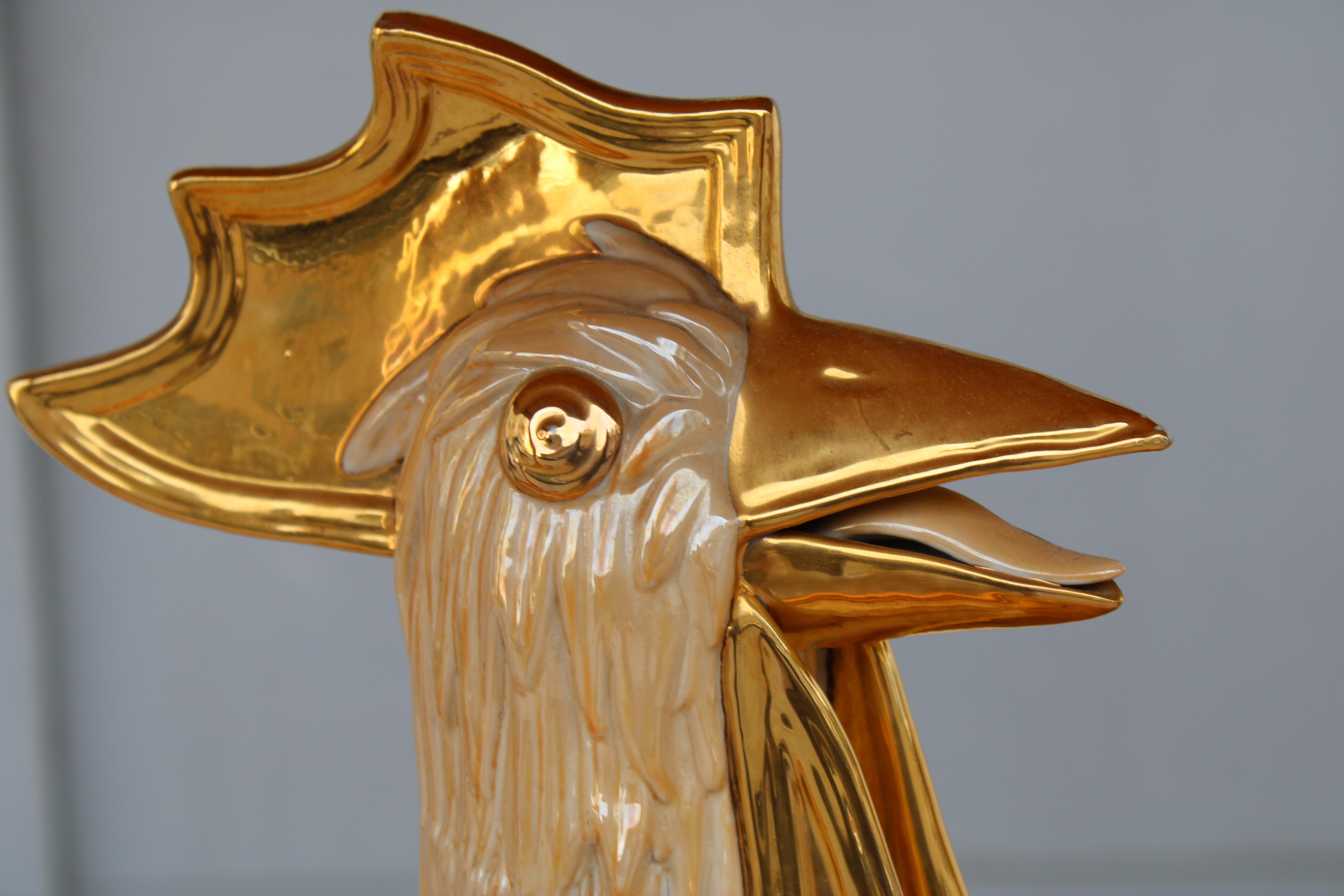 Grandes Esculturas Gallina y Gallo Italia 1970 en Oro 24 KT en Bueno estado para la venta en Palermo, Sicily