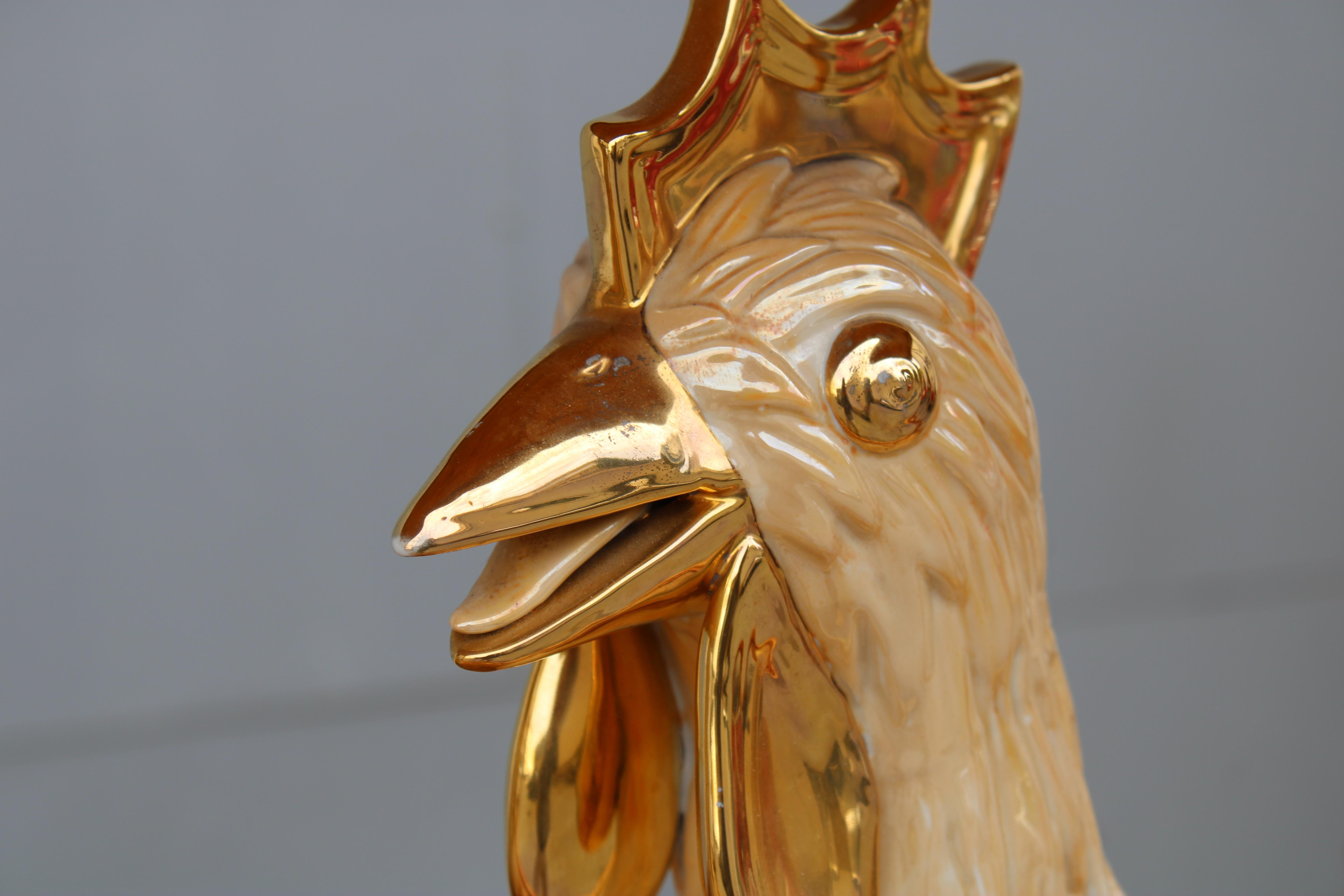 Grandes Esculturas Gallina y Gallo Italia 1970 en Oro 24 KT Late 20th Century en venta