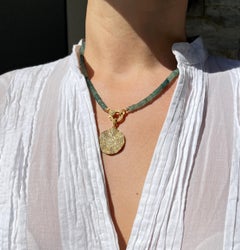 Grandidierite and Diamond Pendant Necklace Set in Vermeil