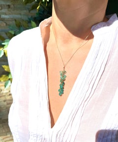 Grandidierite Briolette Grape Pendant Necklace Yellow Gold