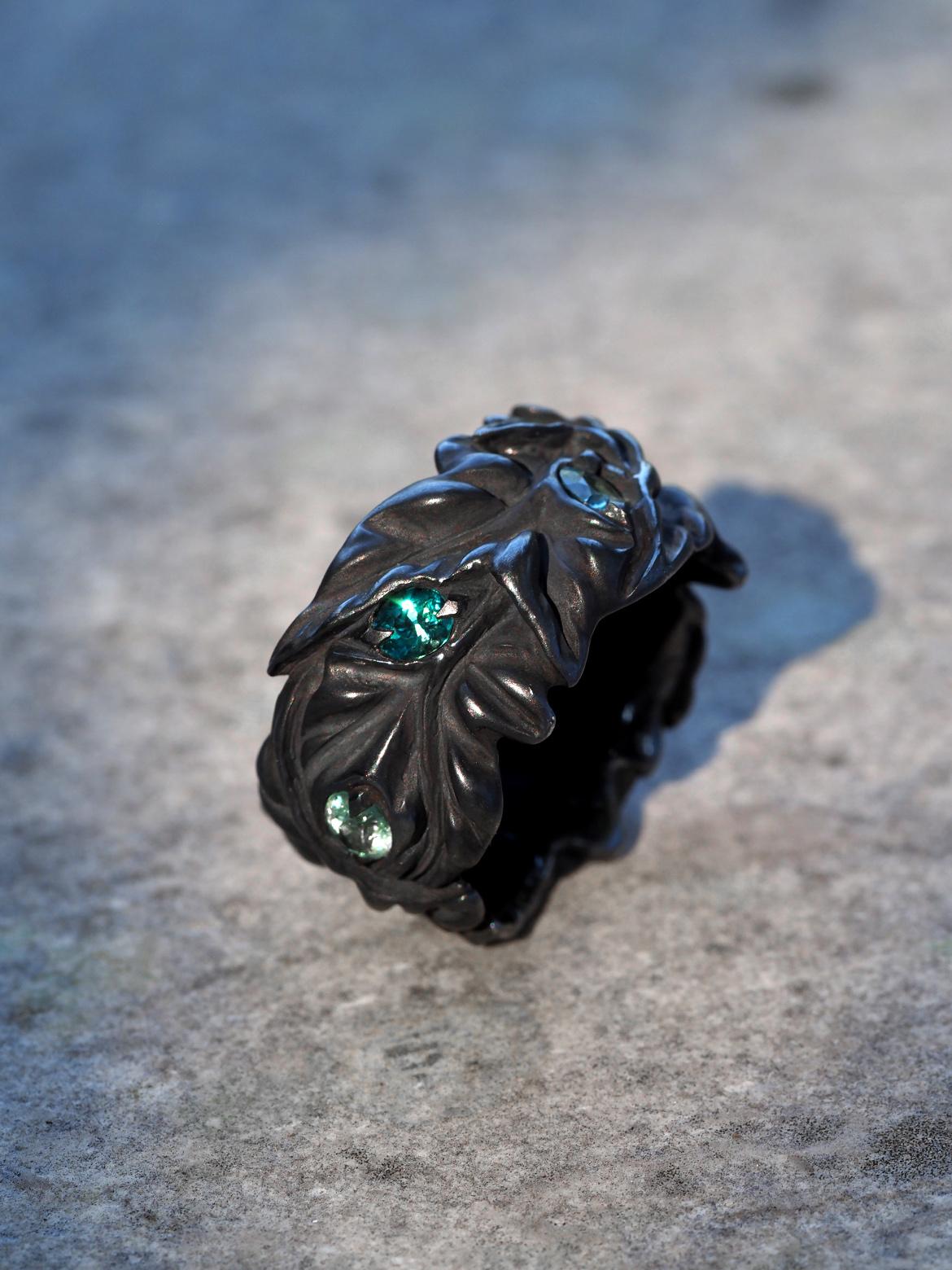 Grandidierite Ivy Silver Ring Special person gift LOTR style art nouveau en vente 5