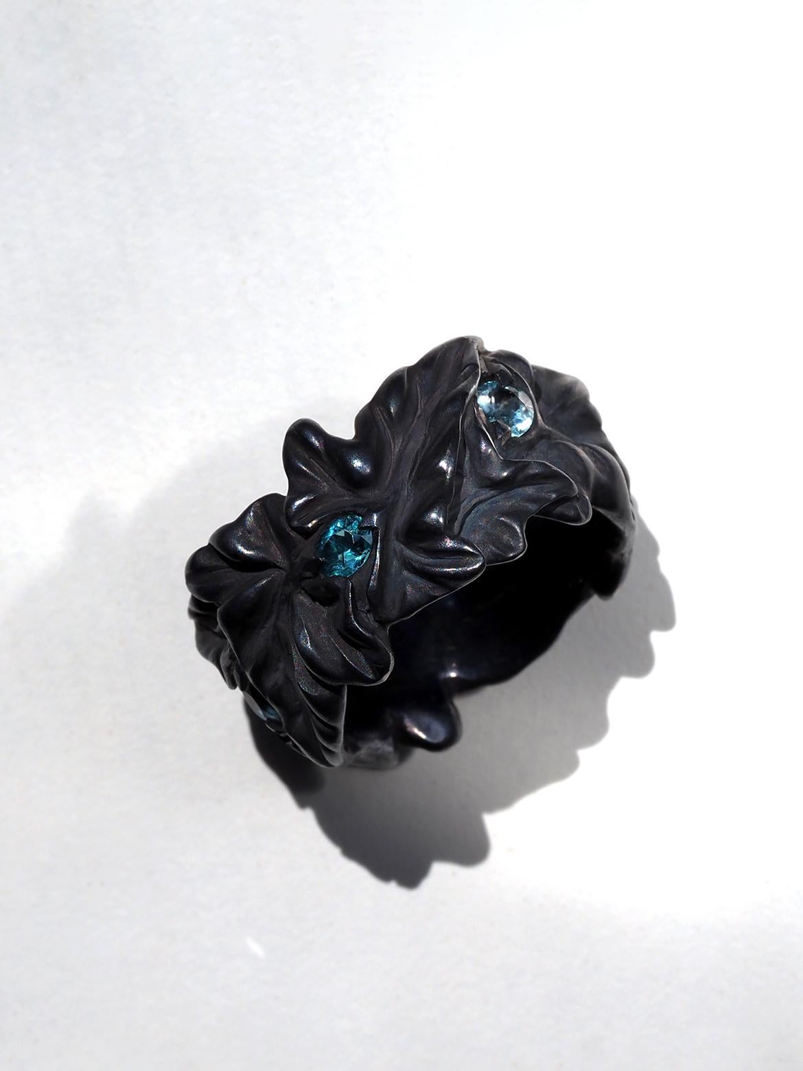 Grandidierite Ivy Silver Ring Special person gift LOTR style art nouveau en vente 13