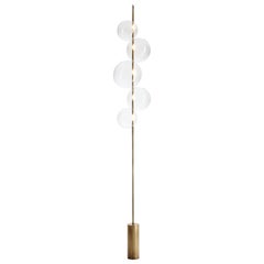 Grandine Aged Five Lights contemporary Floor Lamp Aged Brass Handblown Glass