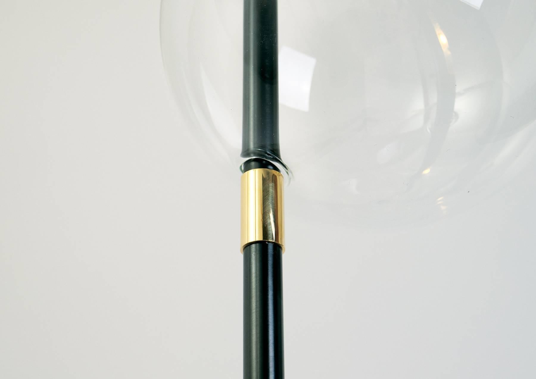 Grandine Black Five Lights Contemporary Floor Lamp Darkened Brass Blown Glass For Sale 1