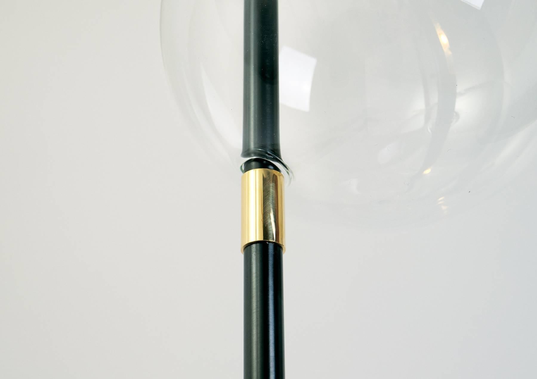 Grandine Black Five Lights Contemporary Floor Lamp Darkened Brass Blown Glass For Sale 2