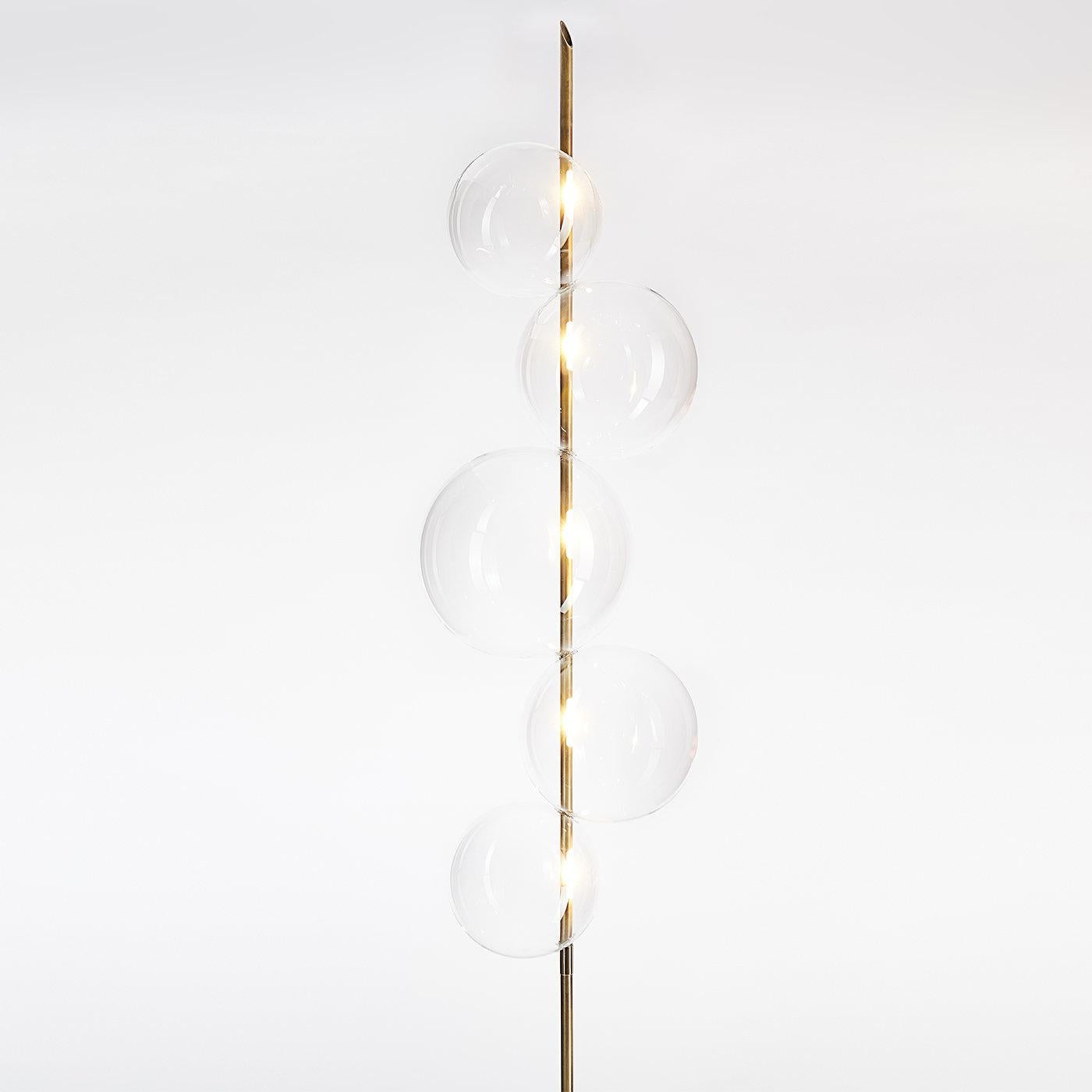 Grandine Five-Light Aged Brass Floor Lamp by Silvio Mondino Studio For Sale 1