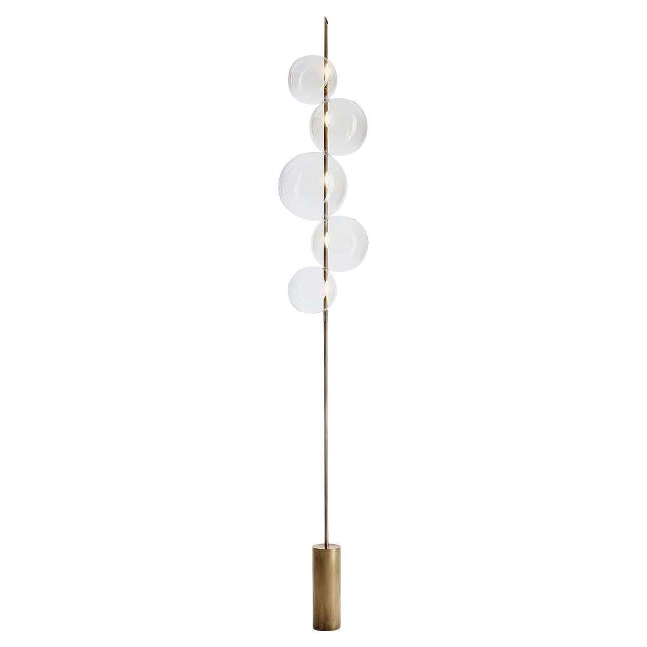 Grandine Fünfflammige Stehlampe aus gealtertem Messing von Silvio Mondino Studio