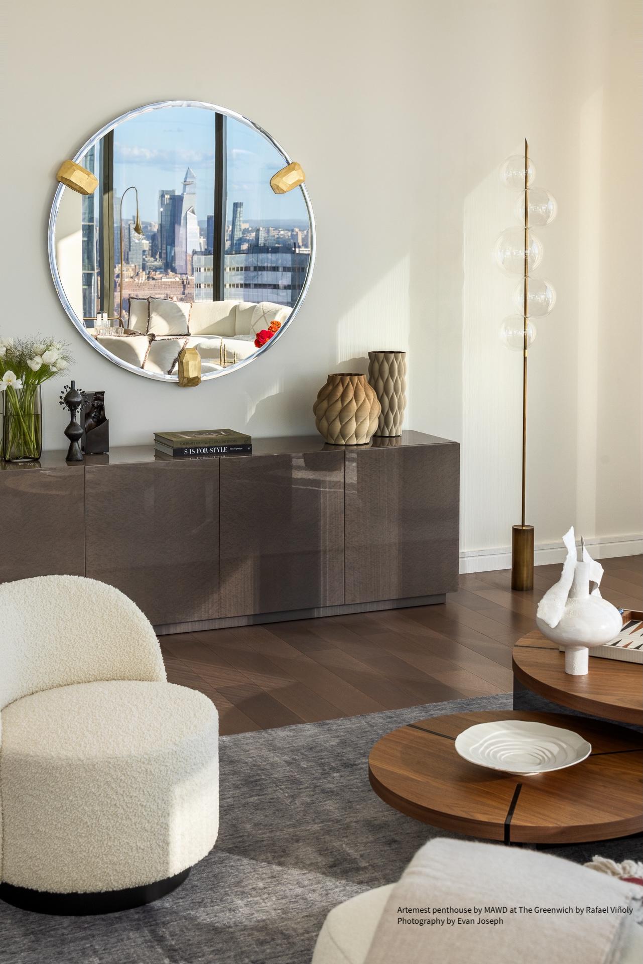 Lampadaire contemporain à cinq lumières Grandine en verre soufflé laiton brossé en vente 1