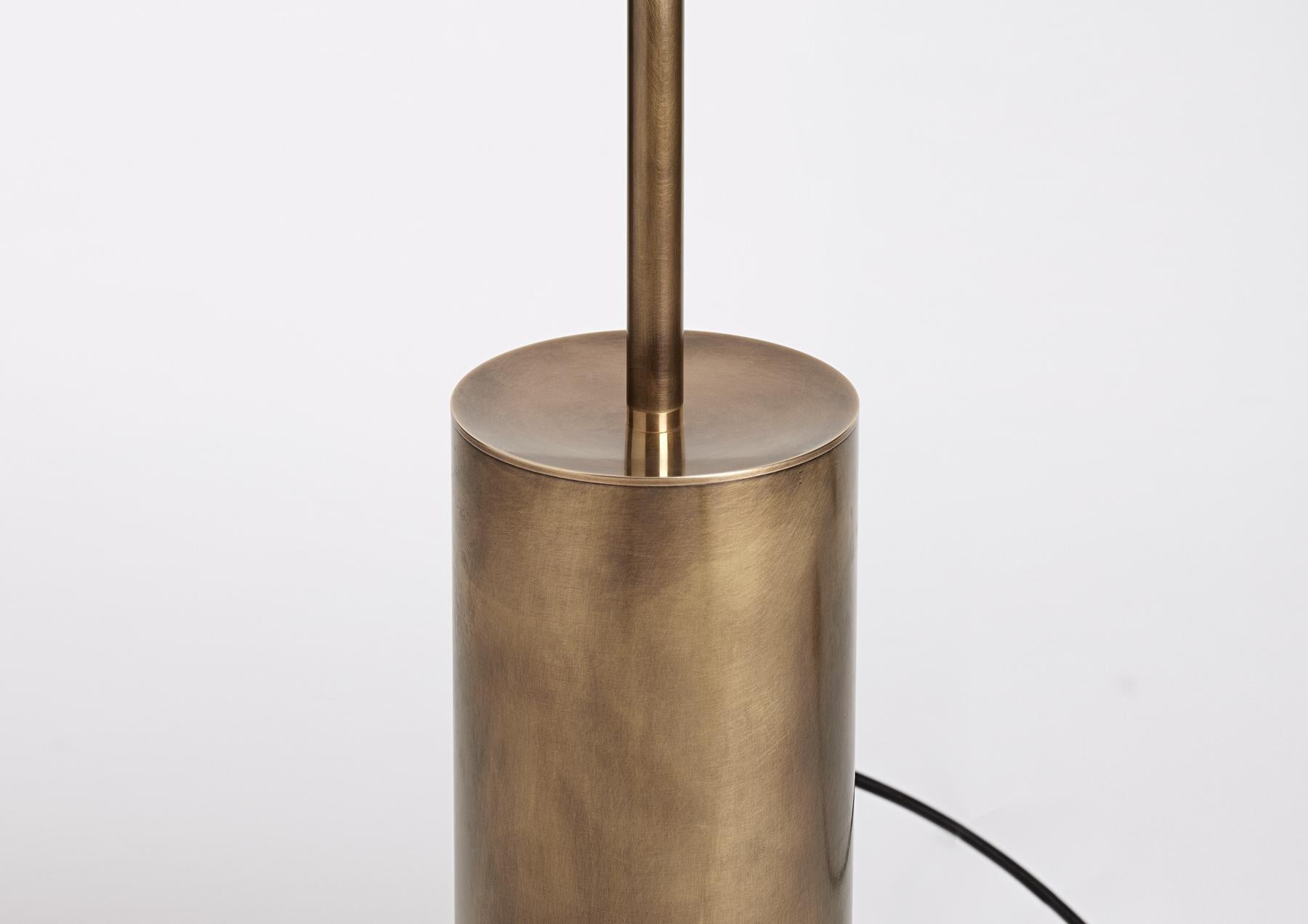 Minimalist Grandine Three Lights Aged Brushed Brass Minimal Sculptural Floor Lamp For Sale