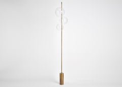 Grandine Three Lights Aged Brushed Brass Minimal Sculptural Floor Lamp