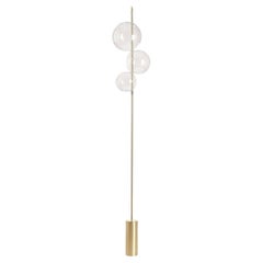 Grandine Three Lights Contemporary Floor Lamp Brushed Brass Hand-Blown