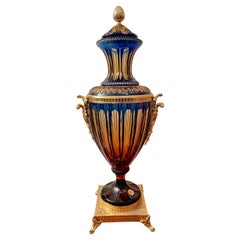 Große Amphora aus Kristall und vergoldeter Bronze  florentinisch italienisch 20. Jahrhundert