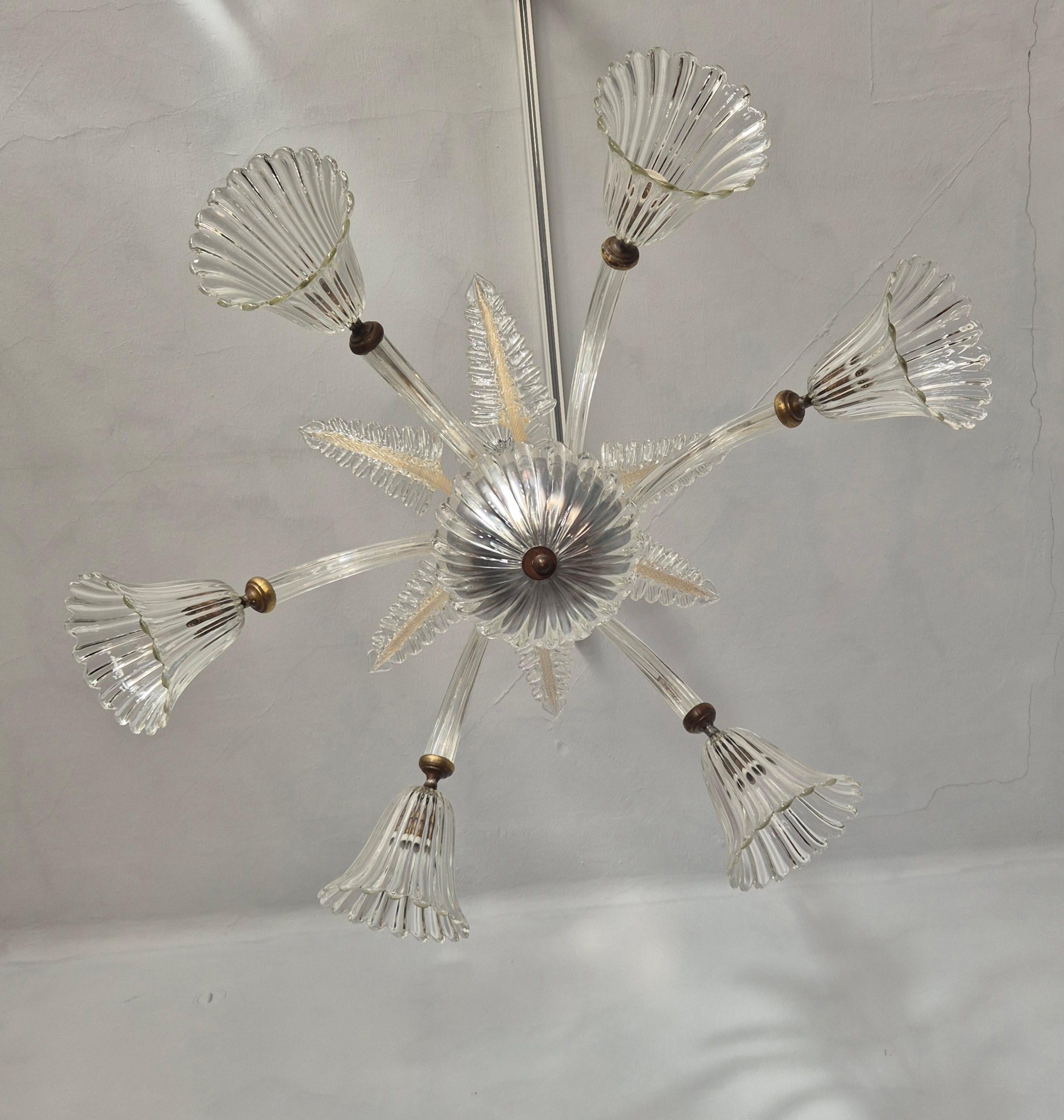 Grandioso lampadario di Murano modello Liberty, opera di Ercole Barovier, Italia anni '20. in vendita 3