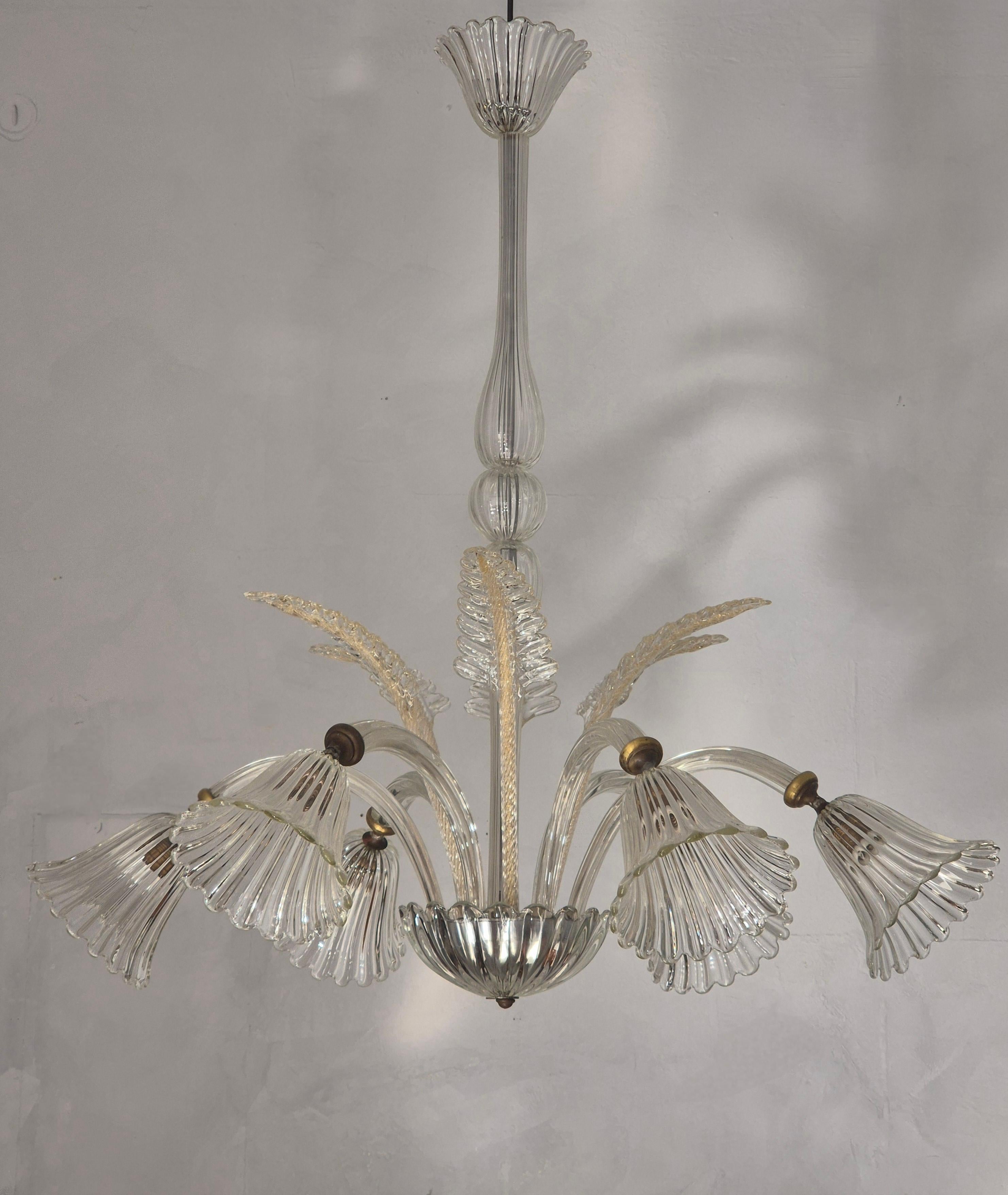 Art Déco Grandioso lampadario di Murano modello Liberty, opera di Ercole Barovier, Italia anni '20. in vendita
