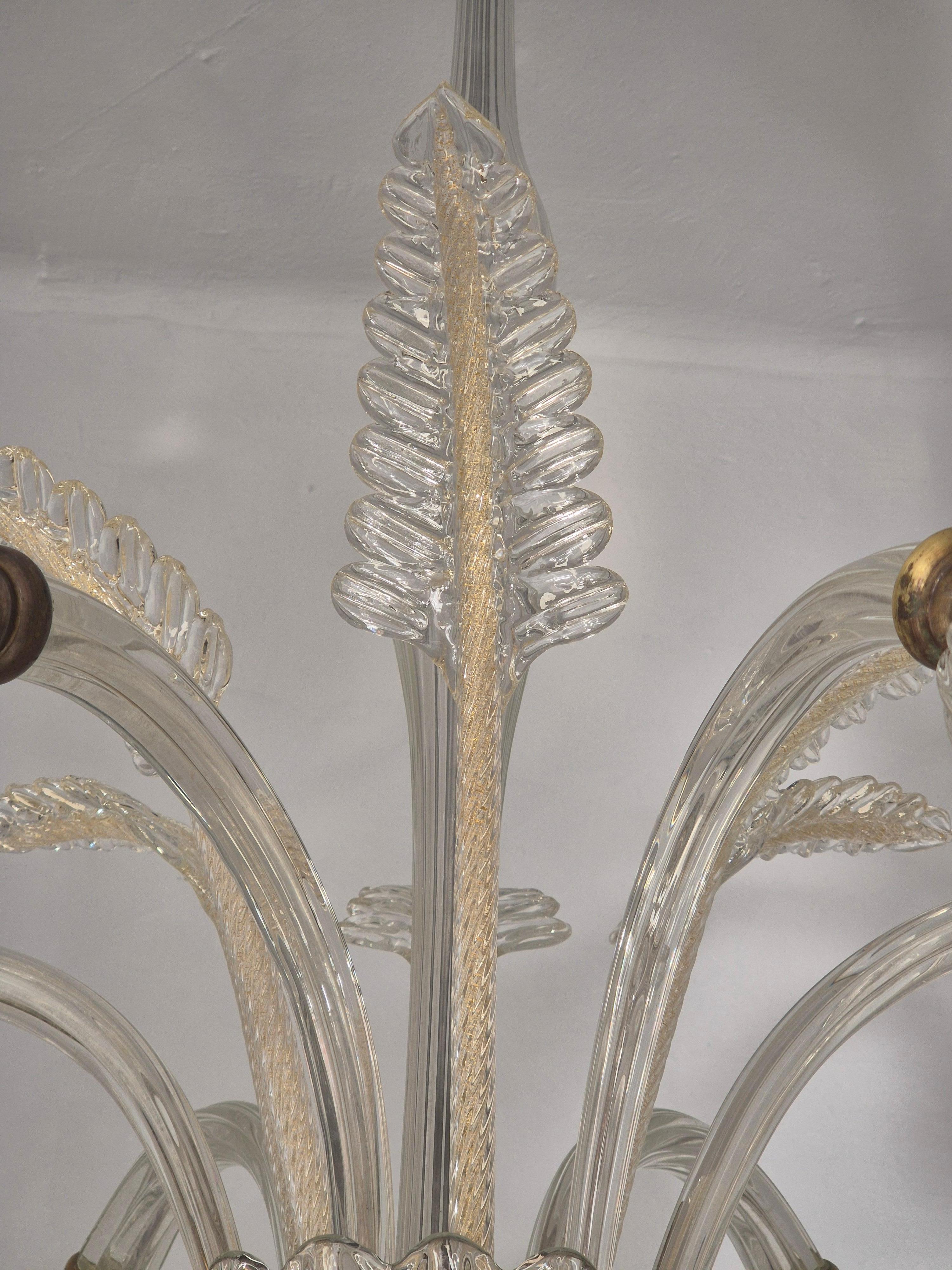Grandioso lampadario di Murano modello Liberty, opera di Ercole Barovier, Italia anni '20. In condizioni buone in vendita a Stockholm, SE