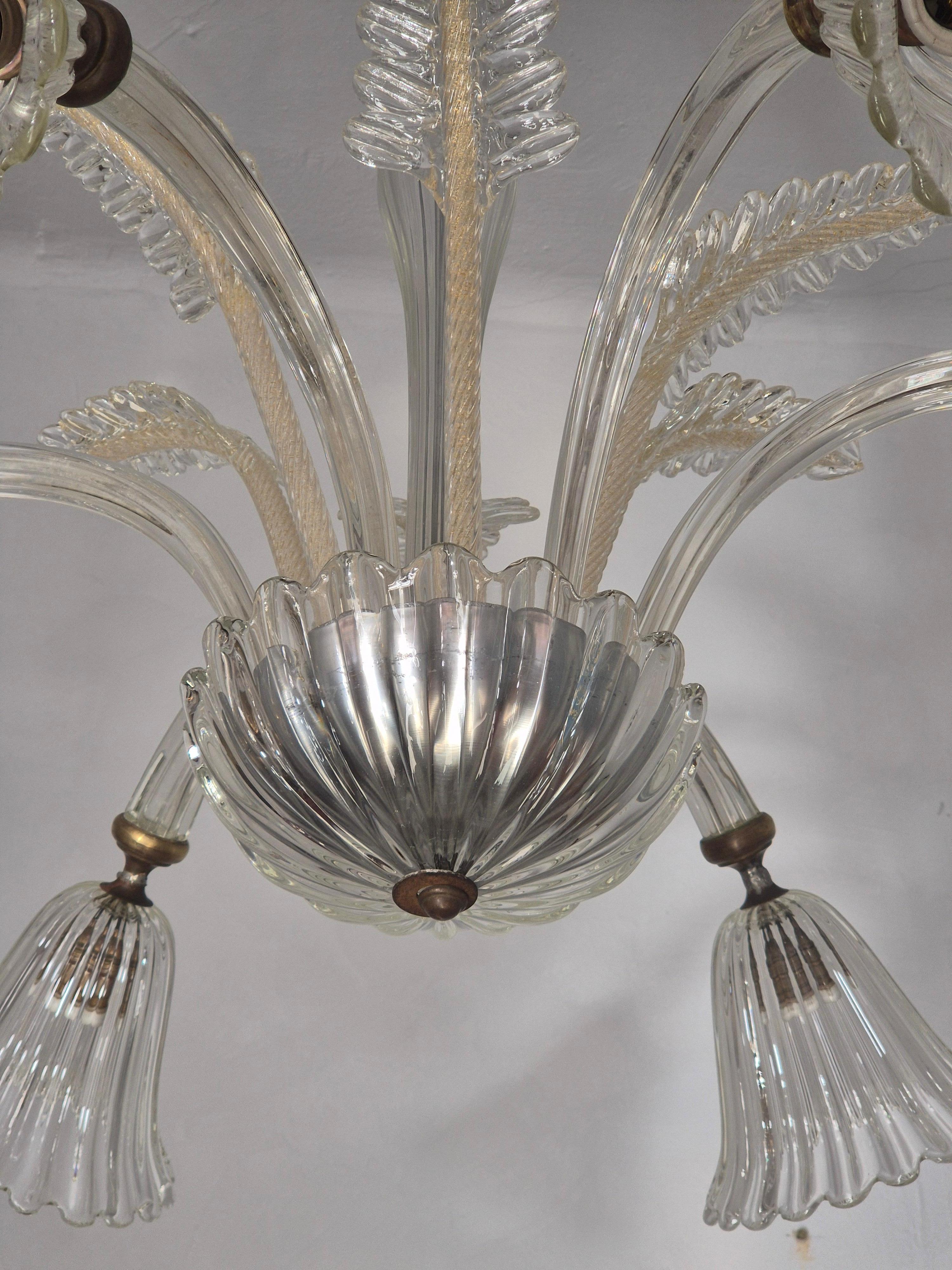 Inizio XX secolo Grandioso lampadario di Murano modello Liberty, opera di Ercole Barovier, Italia anni '20. in vendita