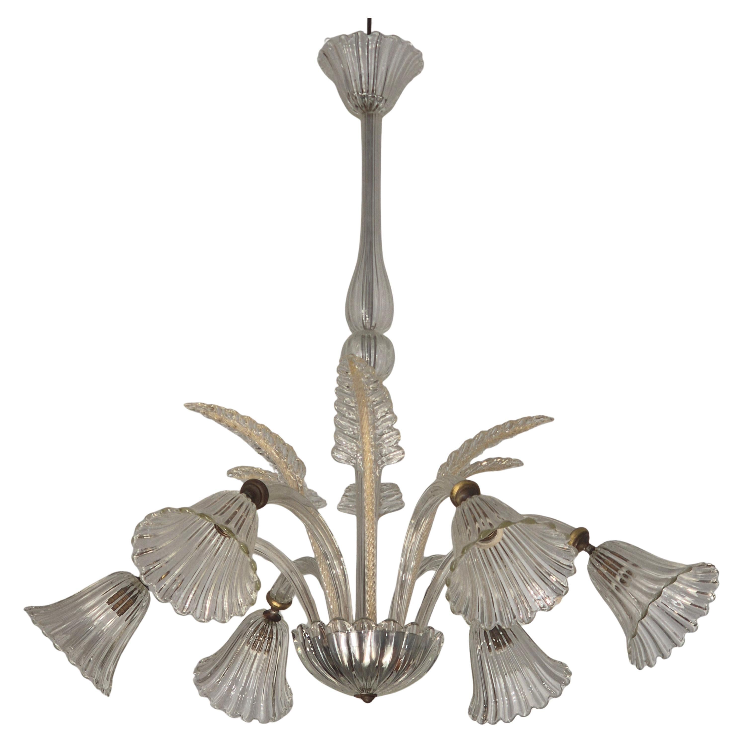 Grandioso lampadario di Murano modello Liberty, opera di Ercole Barovier, Italia anni '20. in vendita