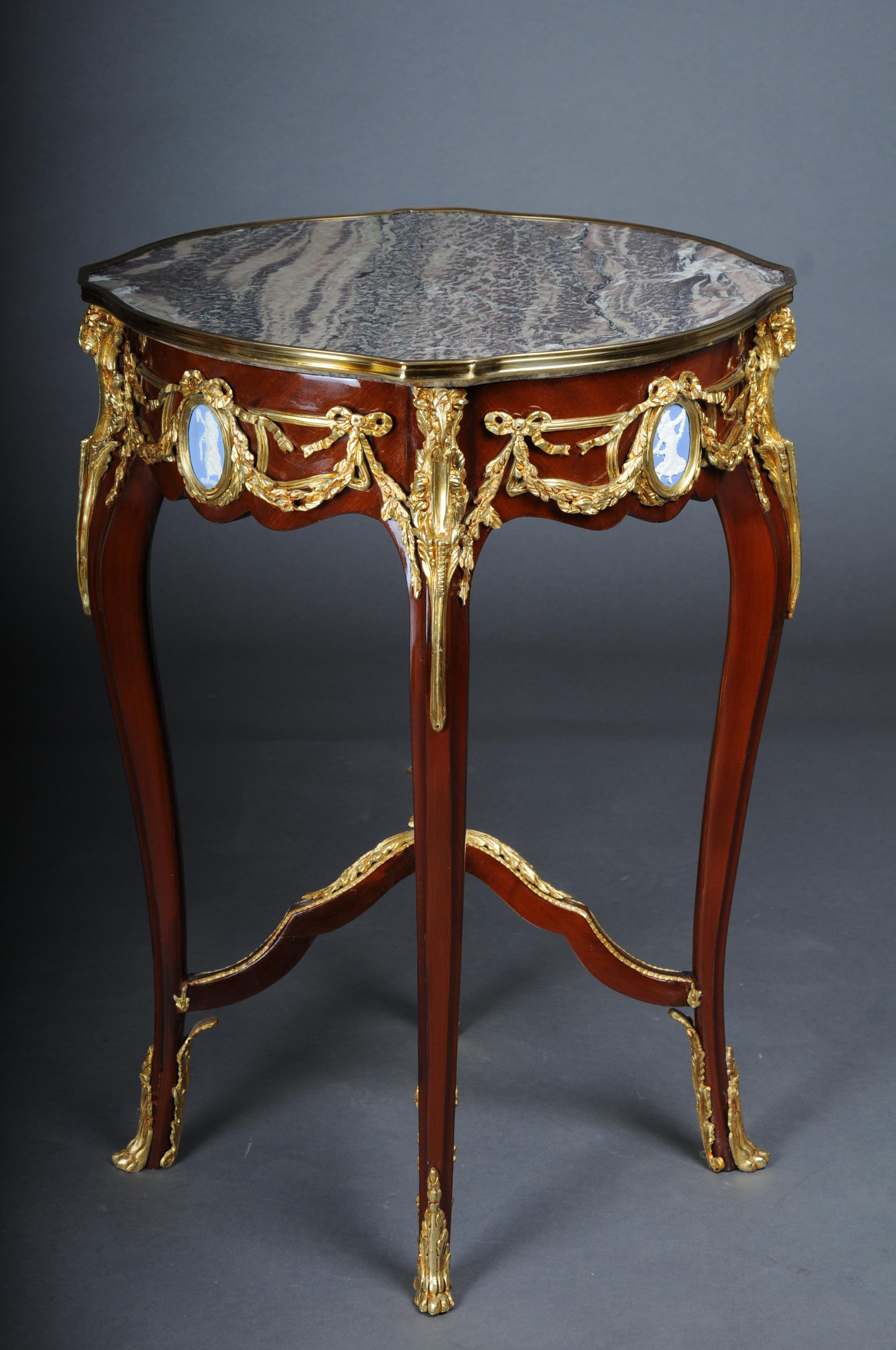 Grandiose Side Table with Bronze Louis XV Marble Beech Wood For Sale 5