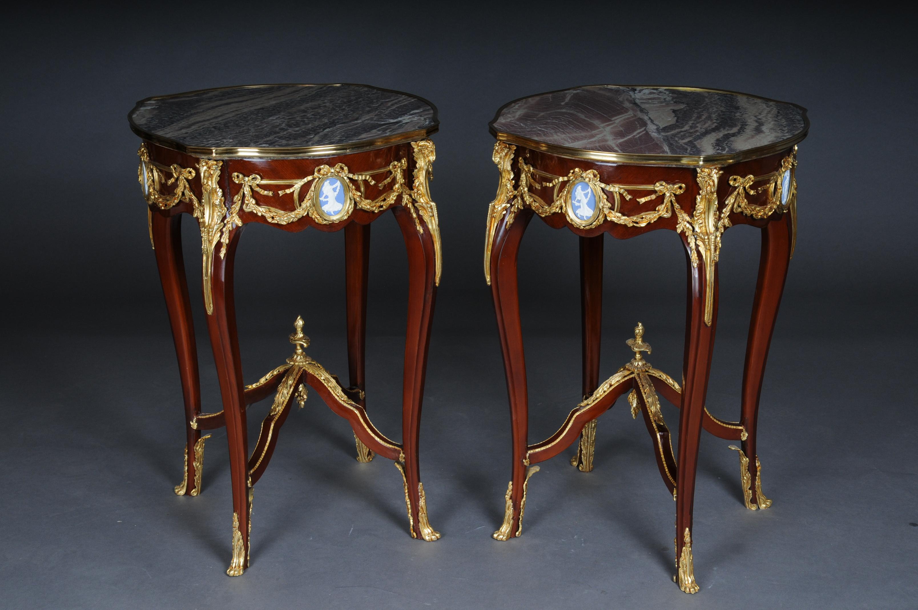 Grandiose Side Table with Bronze Louis XV Marble Beech Wood For Sale 7