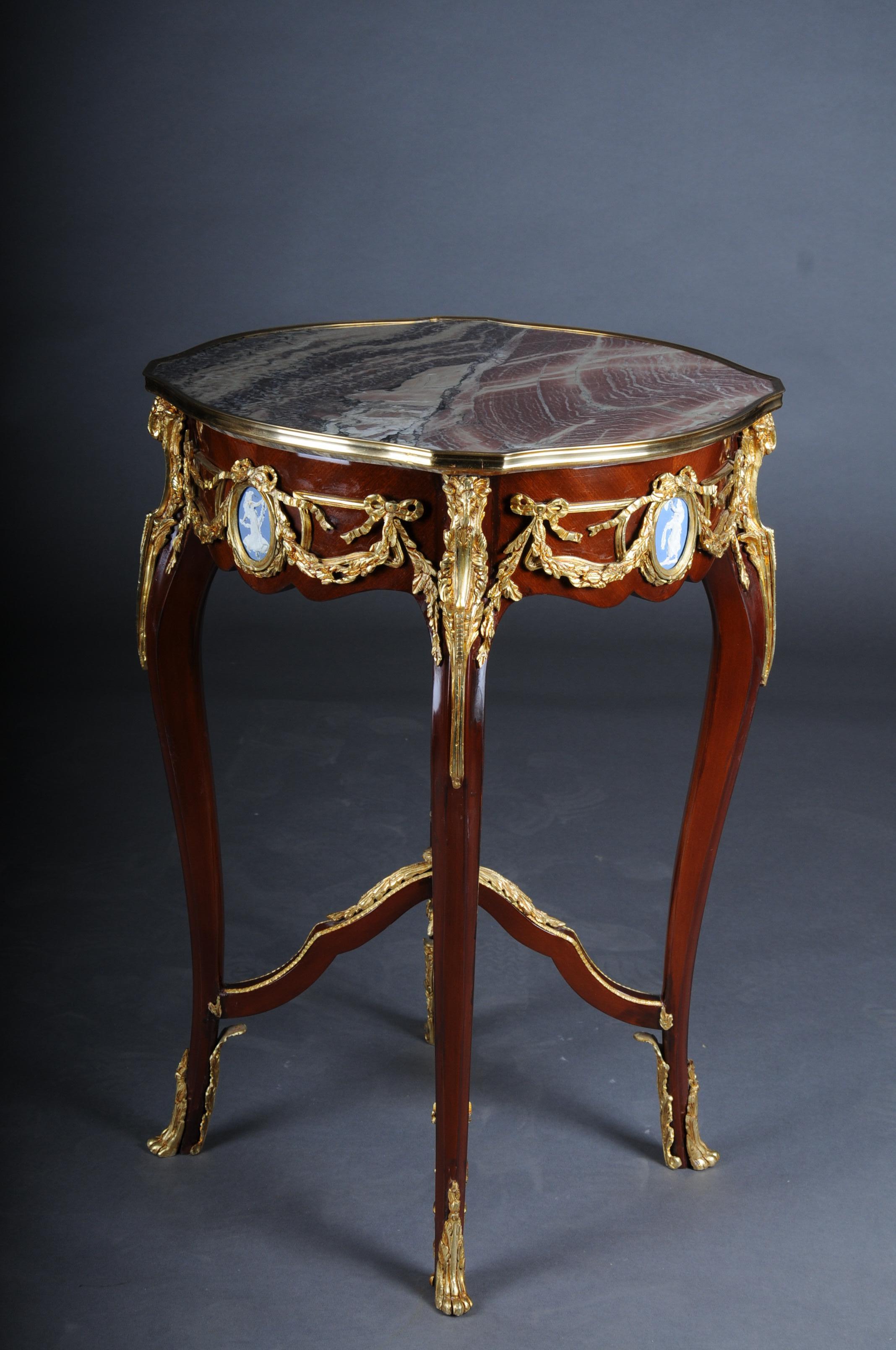 Grandiose Side Table with Bronze Louis XV Marble Beech Wood For Sale 7