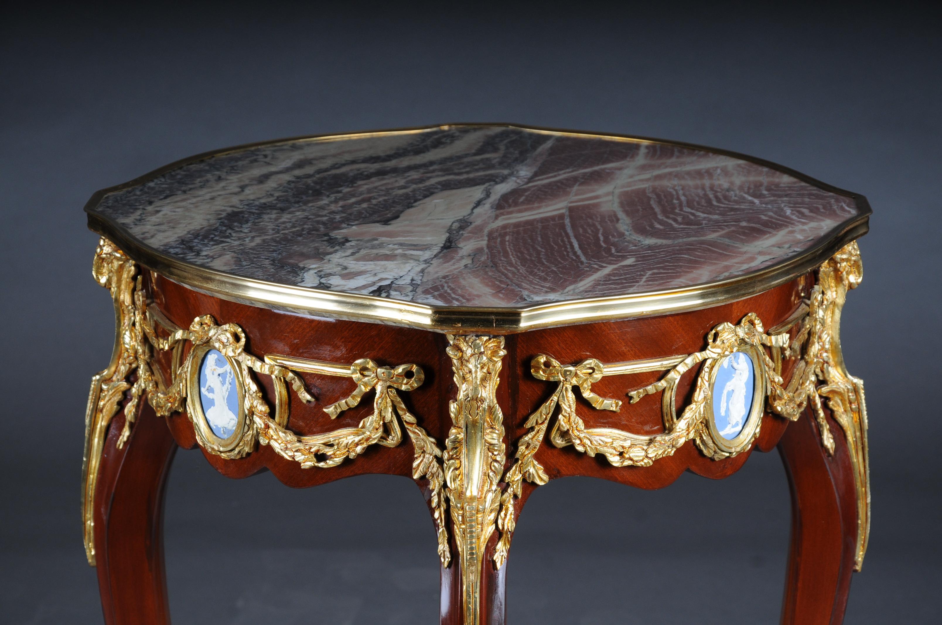 Grandiose Side Table with Bronze Louis XV Marble Beech Wood For Sale 8