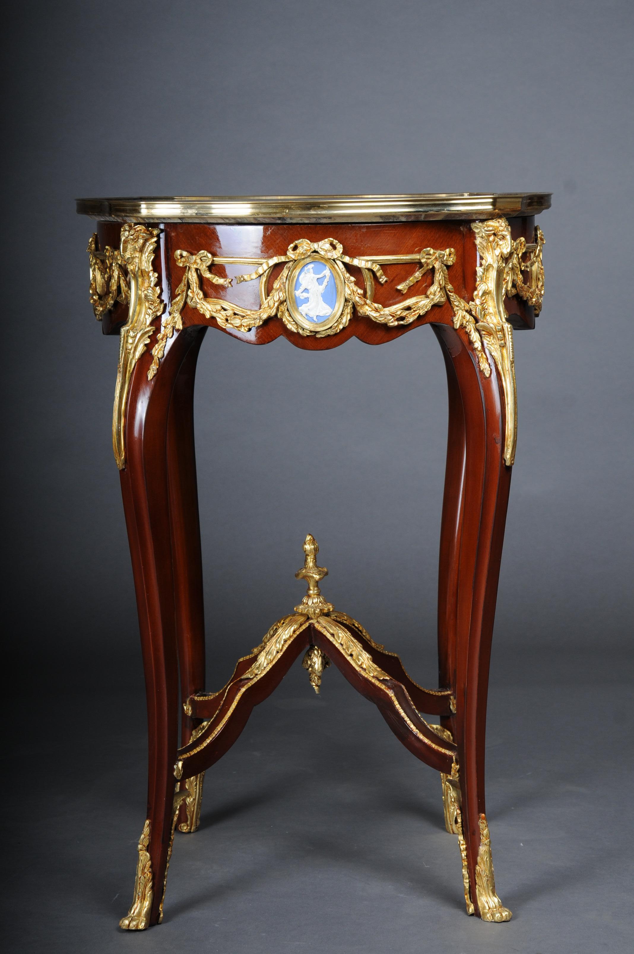 Grandiose Side Table with Bronze Louis XV Marble Beech Wood In Good Condition For Sale In Berlin, DE