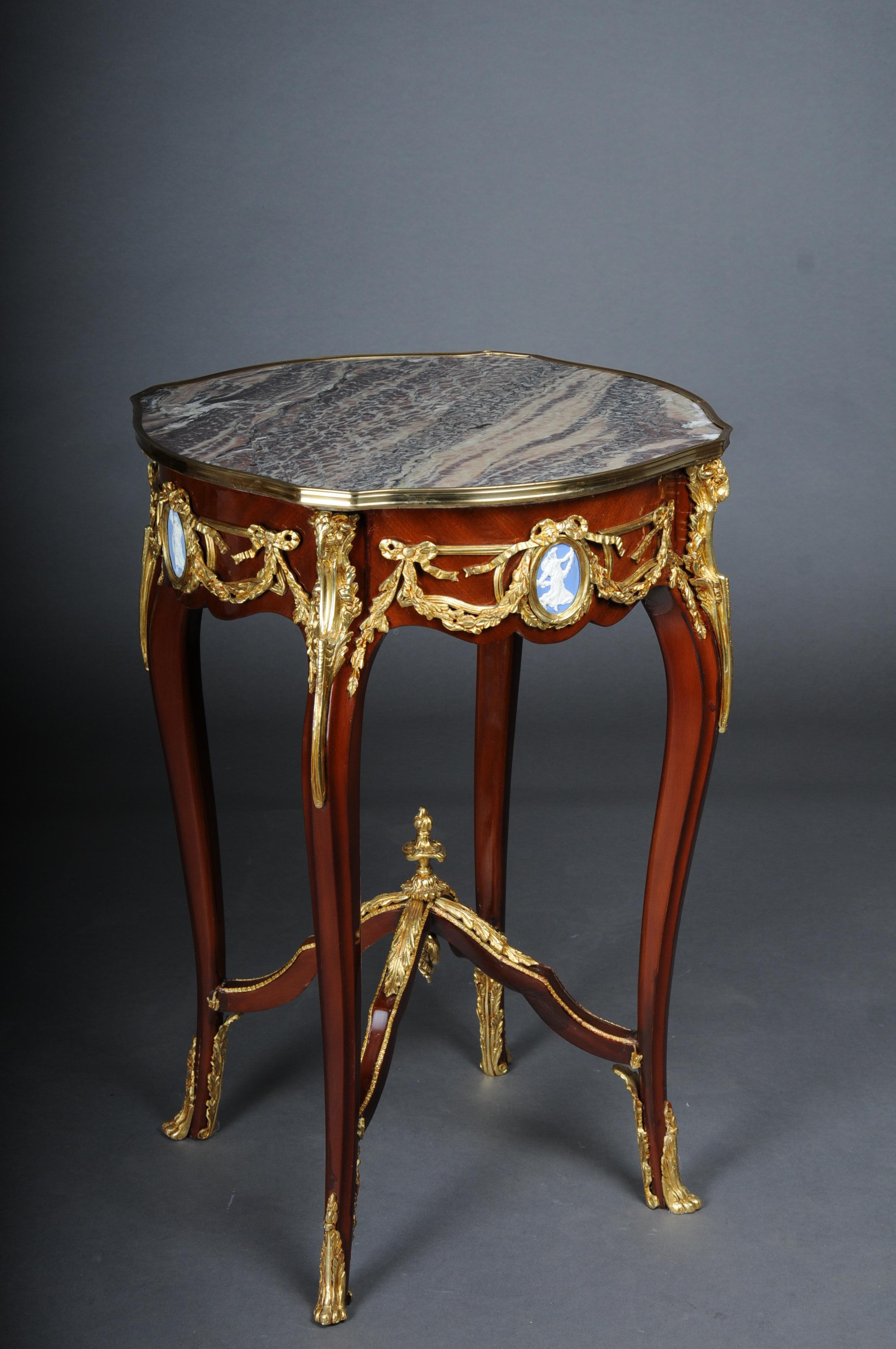 Grandiose Side Table with Bronze Louis XV Marble Beech Wood For Sale 2