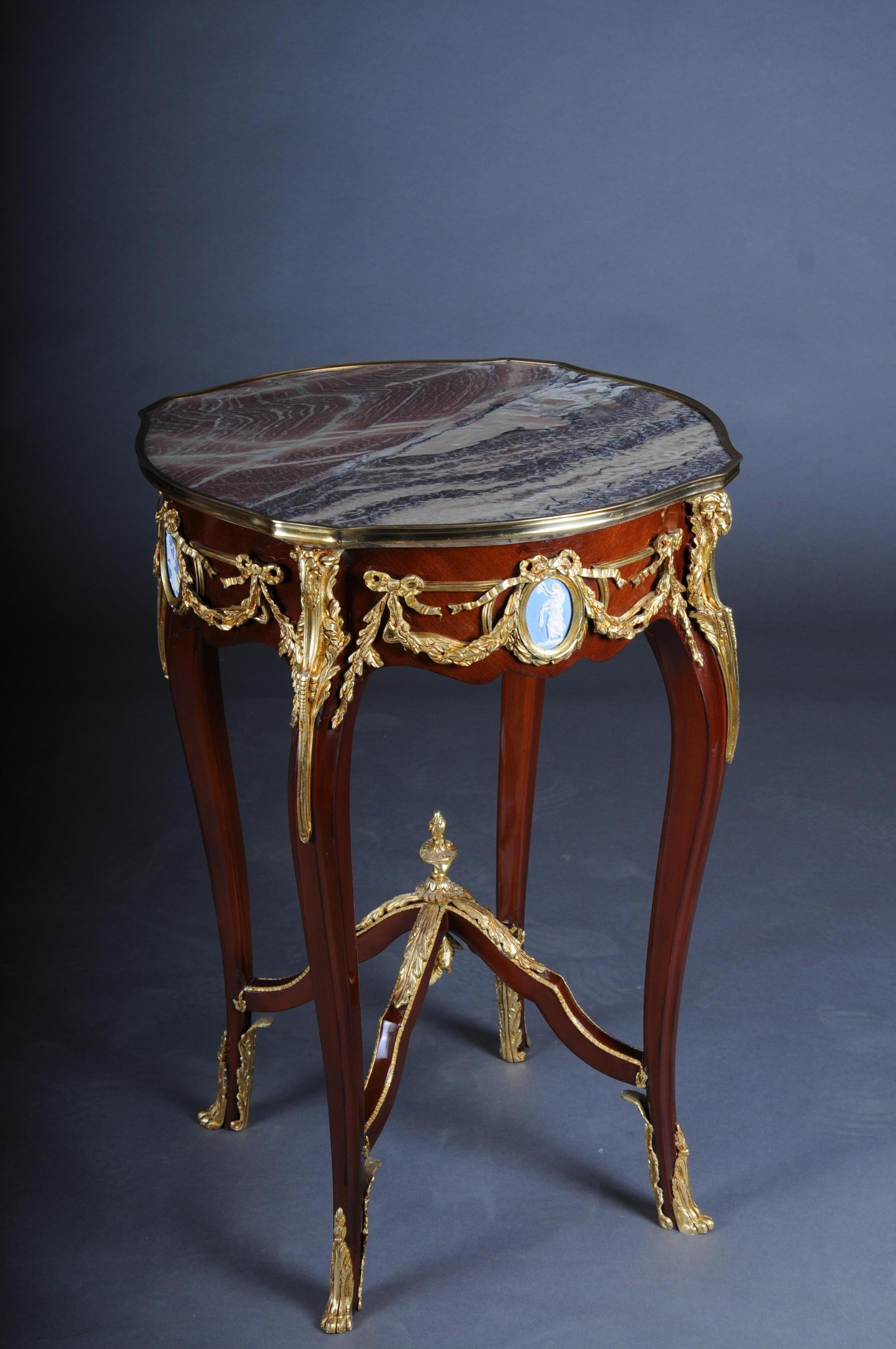 Grandiose Side Table with Bronze Louis XV Marble Beech Wood For Sale 2
