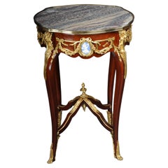 Grandiose Side Table with Bronze Louis XV Marble Beech Wood