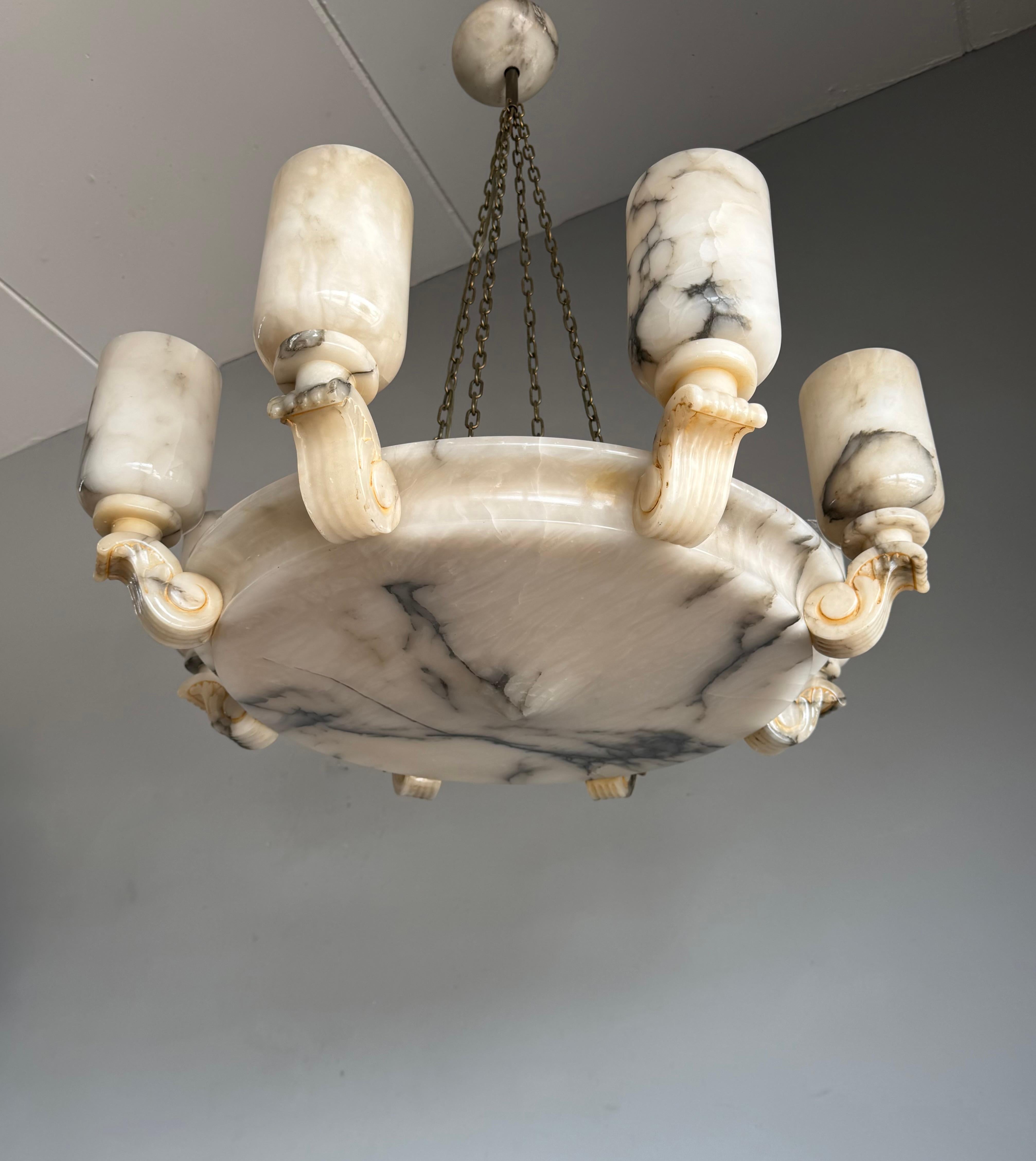 Grandioso e unico pendente / lampadario a 12 luci in alabastro bianco Art Deco, 1920 in vendita 3