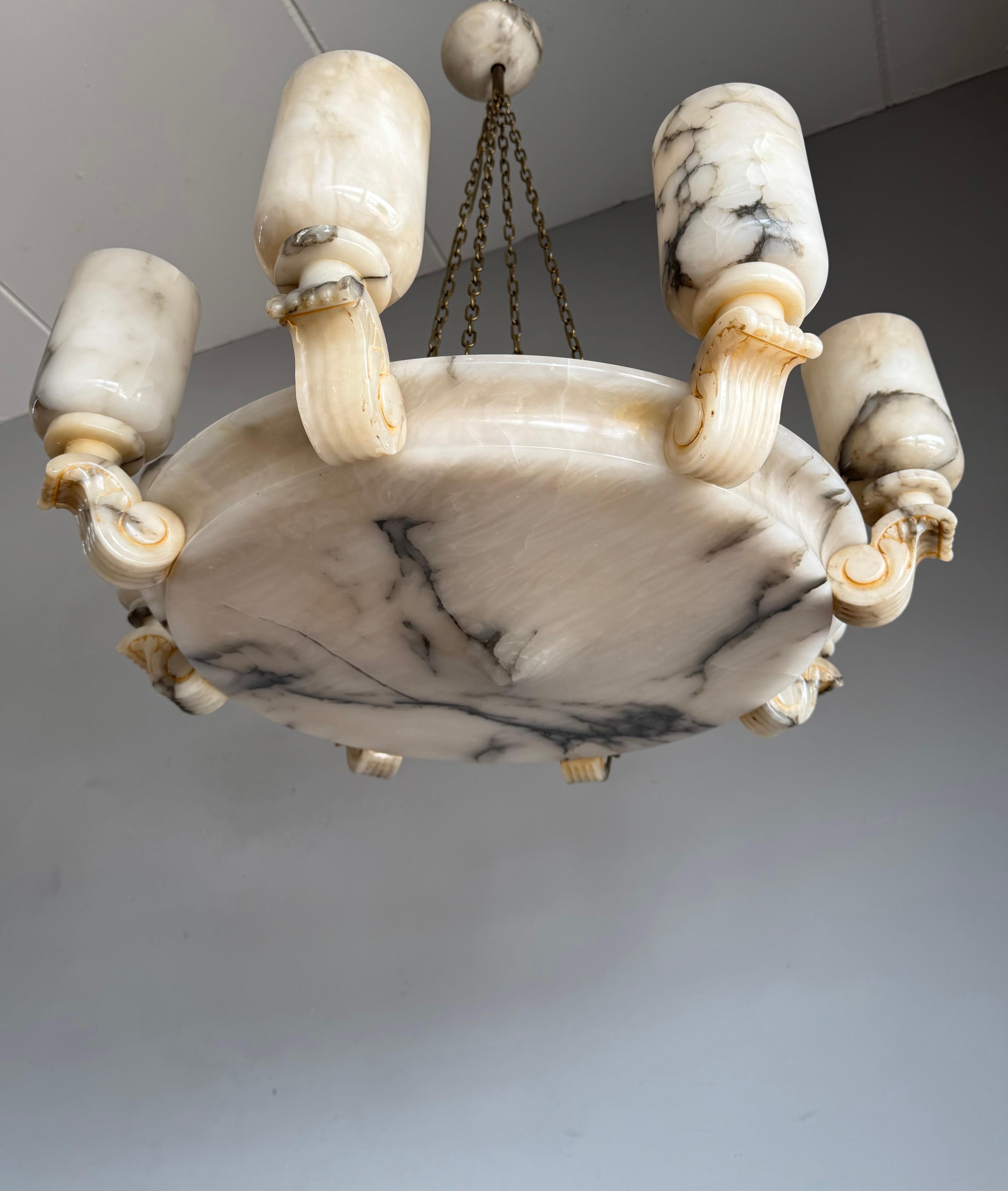 Grandioso e unico pendente / lampadario a 12 luci in alabastro bianco Art Deco, 1920 in vendita 5