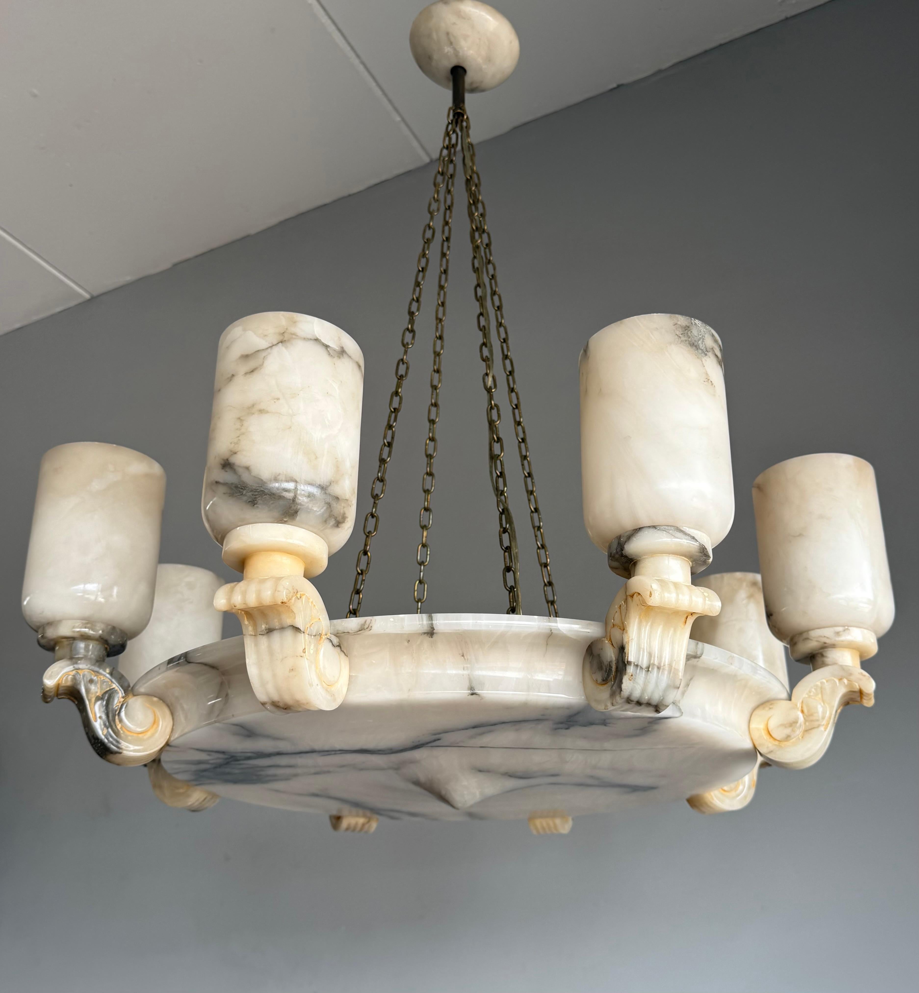 Grandioso e unico pendente / lampadario a 12 luci in alabastro bianco Art Deco, 1920 in vendita 10