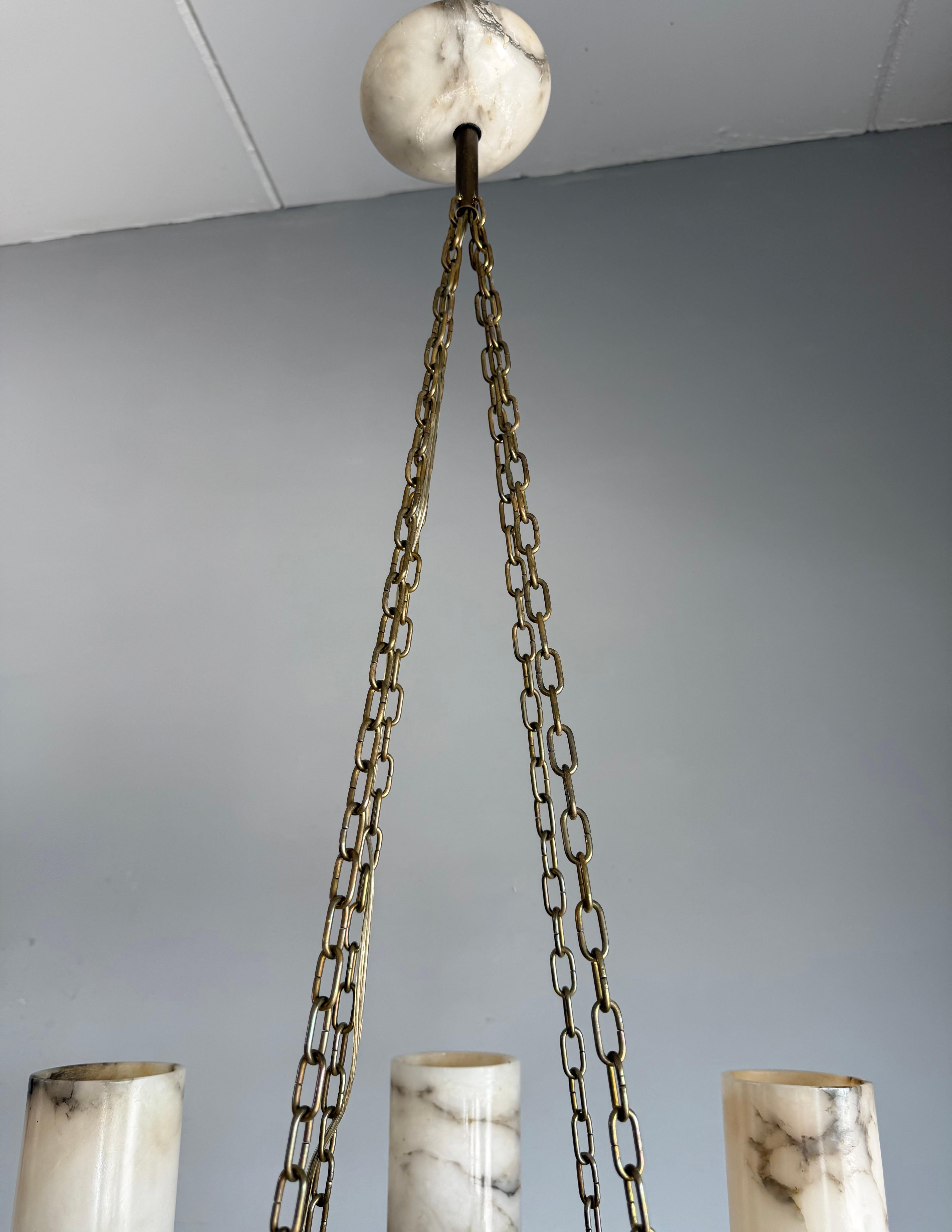 Grandioso e unico pendente / lampadario a 12 luci in alabastro bianco Art Deco, 1920 in vendita 1