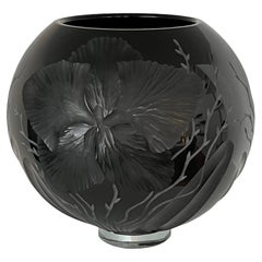 Grandiose Unique Hand-Carved Black Orchid Vase
