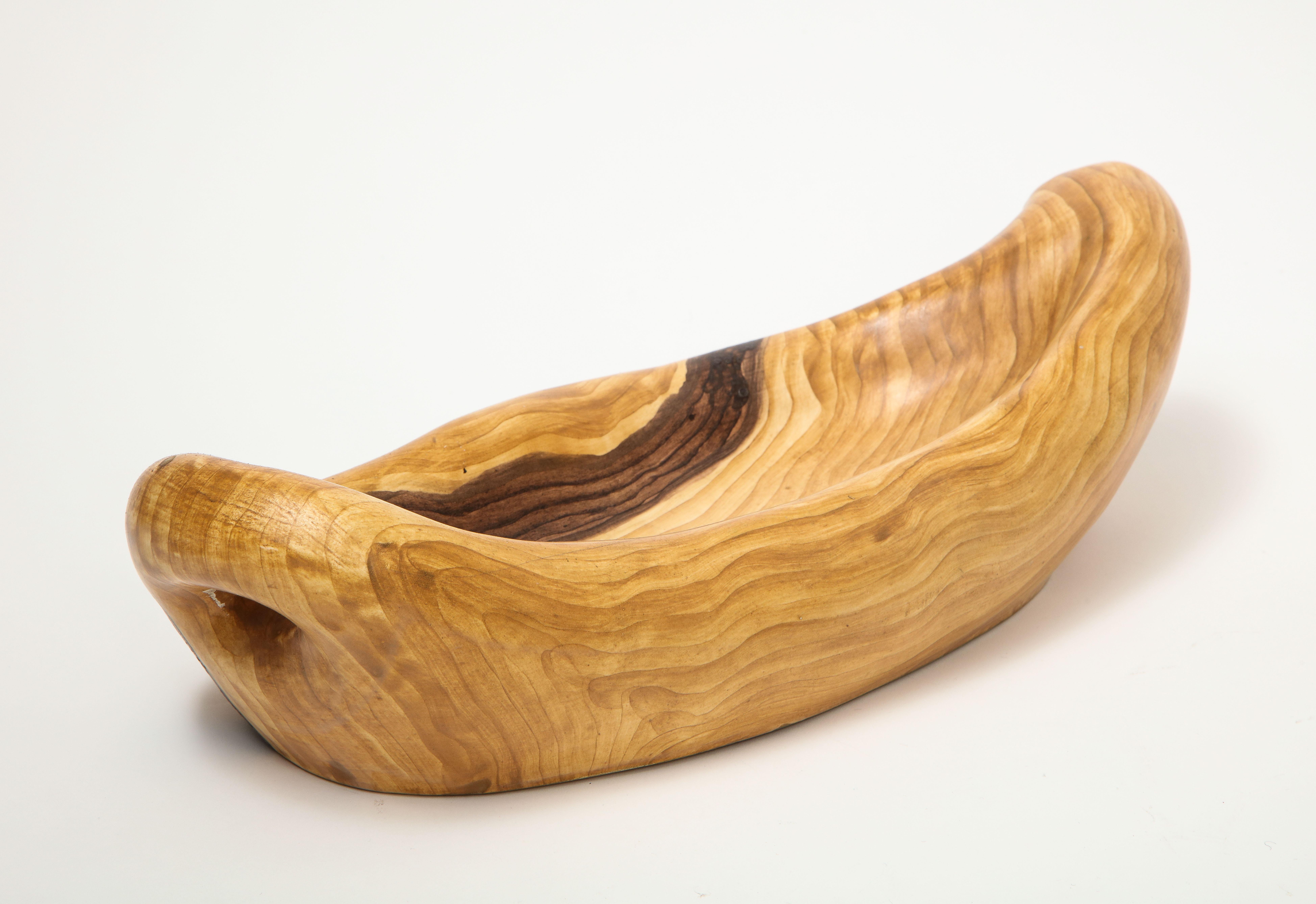 Bol en céramique faux bois par Grandjean Jourdan:: France:: c. années 1960 1