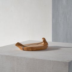 Centro de mesa de cerámica "Faux Bois" Grandjean-Jourdan Vallauris, años 60