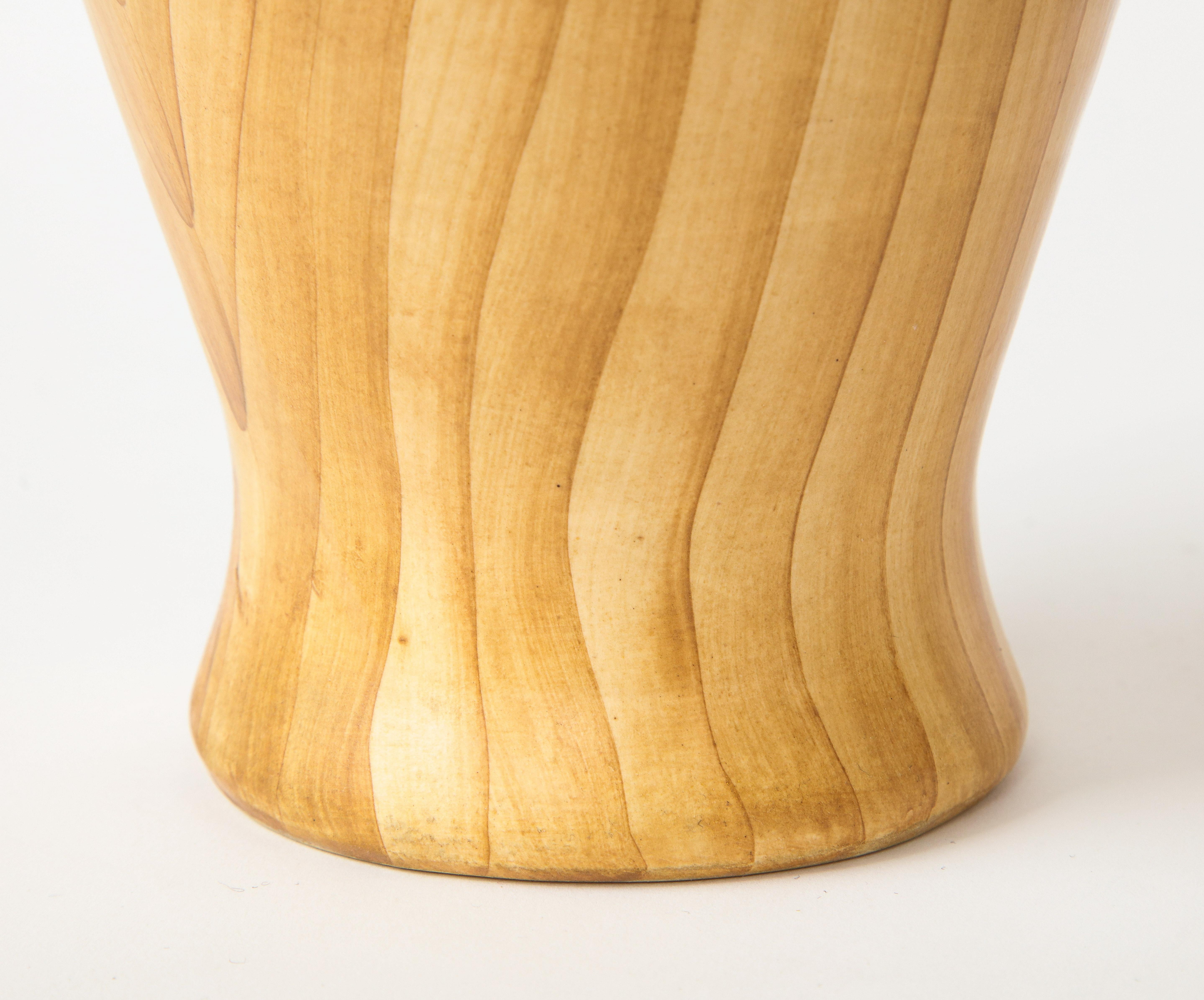 Faux Bois Ceramic Vase by Grandjean Jourdan, Vallauris, France, c. 1960 (Signed) For Sale 4