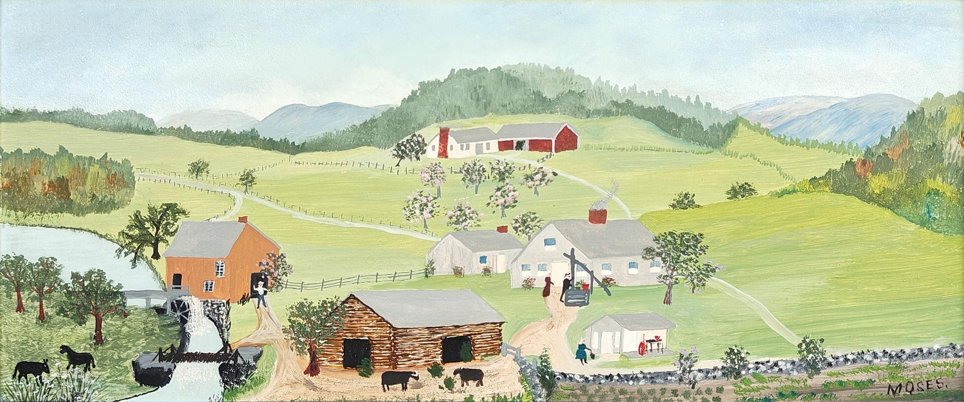 Grandma Moses
El viejo cubo de roble, 1945
Firmado abajo a la derecha
Óleo sobre tabla
7 1/2 x 17 1/2 pulgadas

Procedencia
Colección privada
Colección privada, Nueva Jersey

Literatura
Otto Kallir, Grandma Moses, Nueva York, 1973,