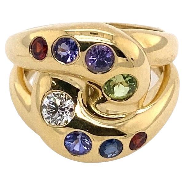 Grandma’s Birthstone Ring with 8 Stones in 18ct Yellow Gold For Sale