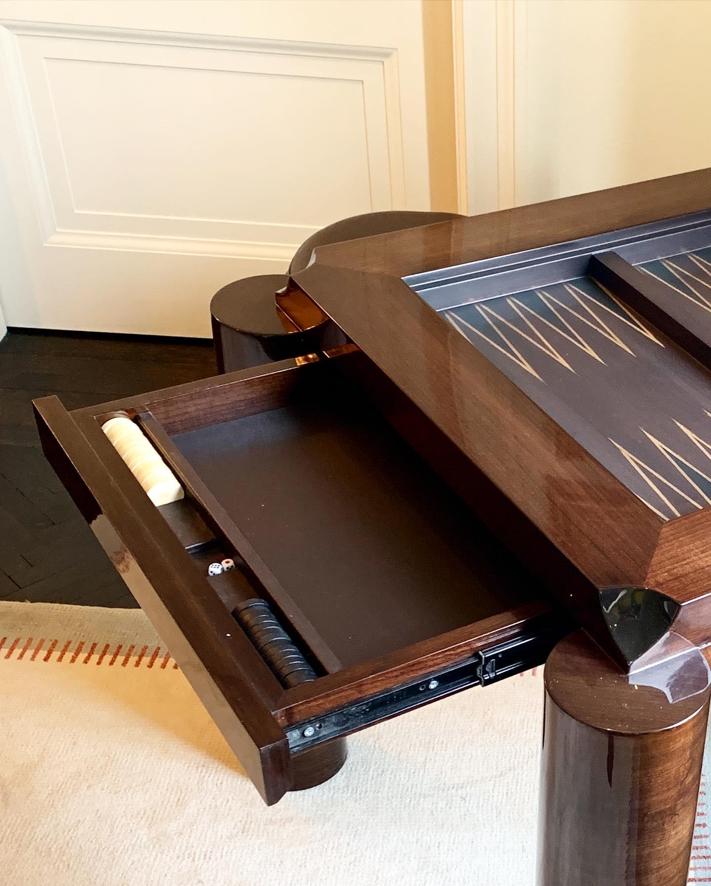 Veneer Grandmaster's Chess and Backgammon Table For Sale