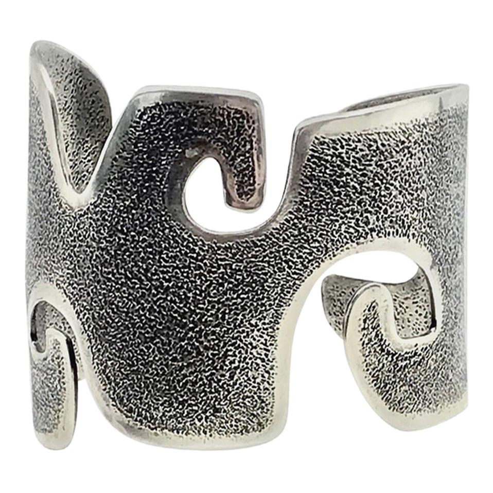Grandmother, contemporary, cast, silver, wide cuff, bracelet, Navajo, Indigenous For Sale