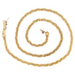 Chaîne en corde Grando, taille personnalisée en diamants, or jaune 14 carats, 21,8 GM