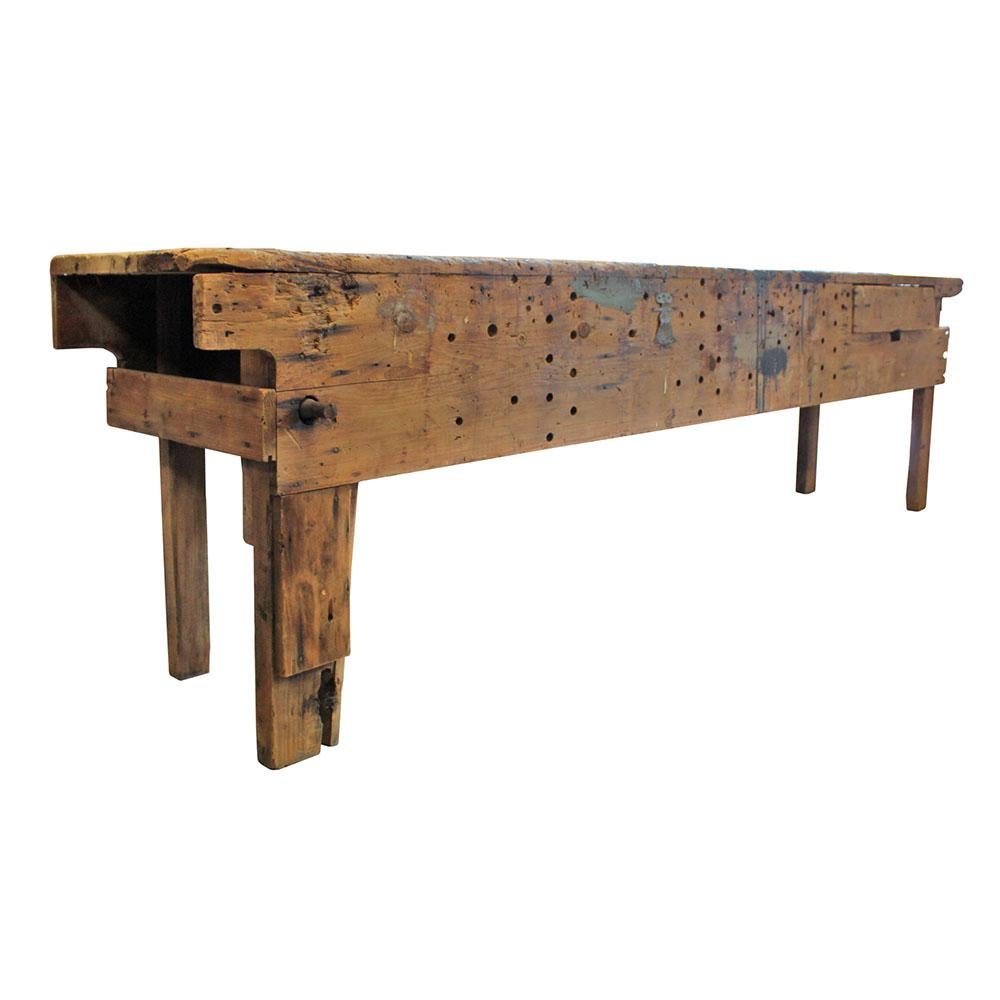 An homage to all the honorable grandpas out there, this workbench had to have a personal name because it was someone's personal creation. This massive workbench is a testament to handmade American craftsmanship; a bevy of scars, paint spills, and