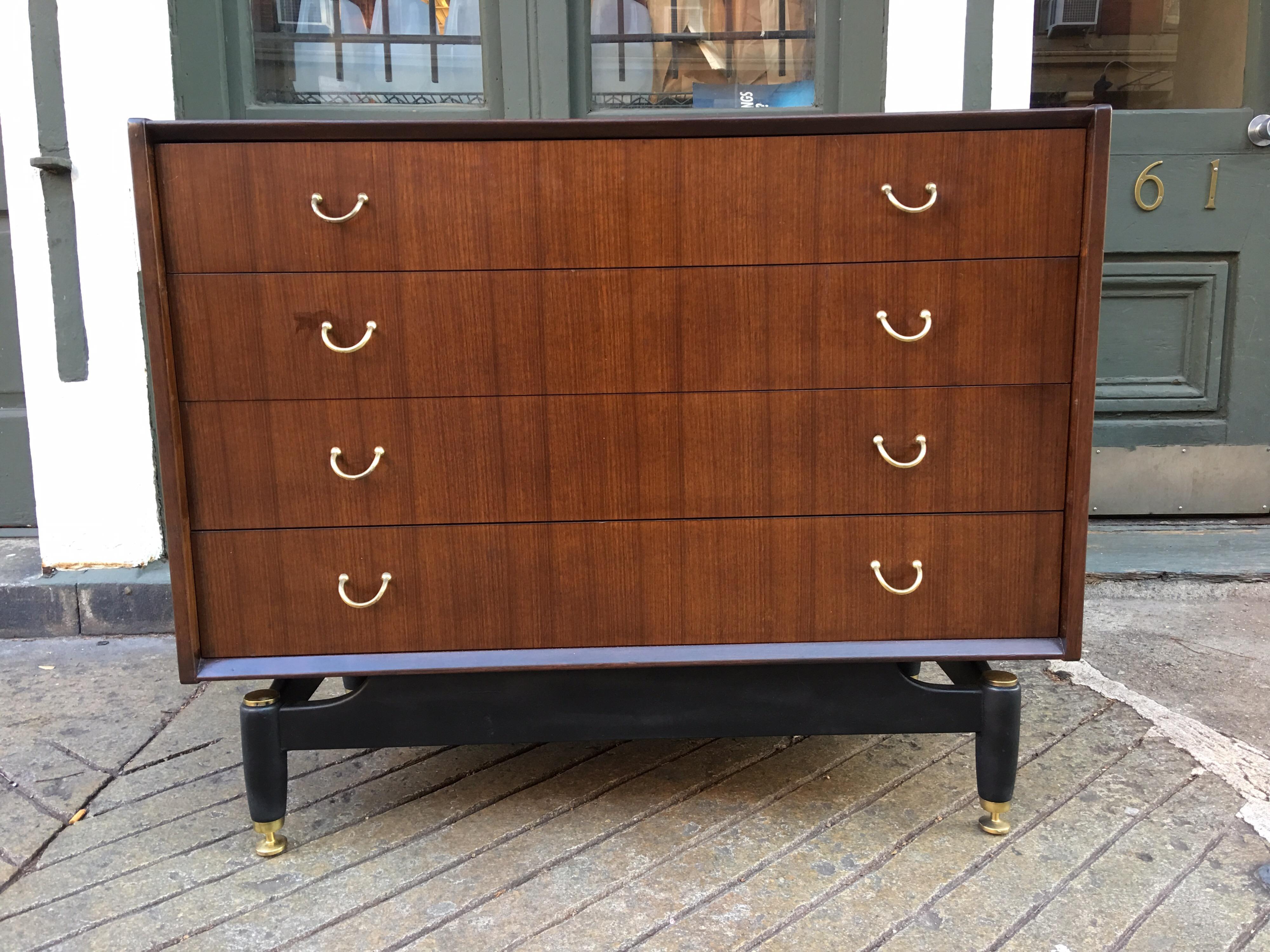 Mid-Century Modern Grange French 4-Drawer Rosewood Dresser