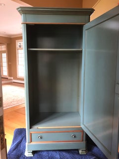 Grange French Country Provencal Greenish Blue Mirrored Armoire Wardrobe