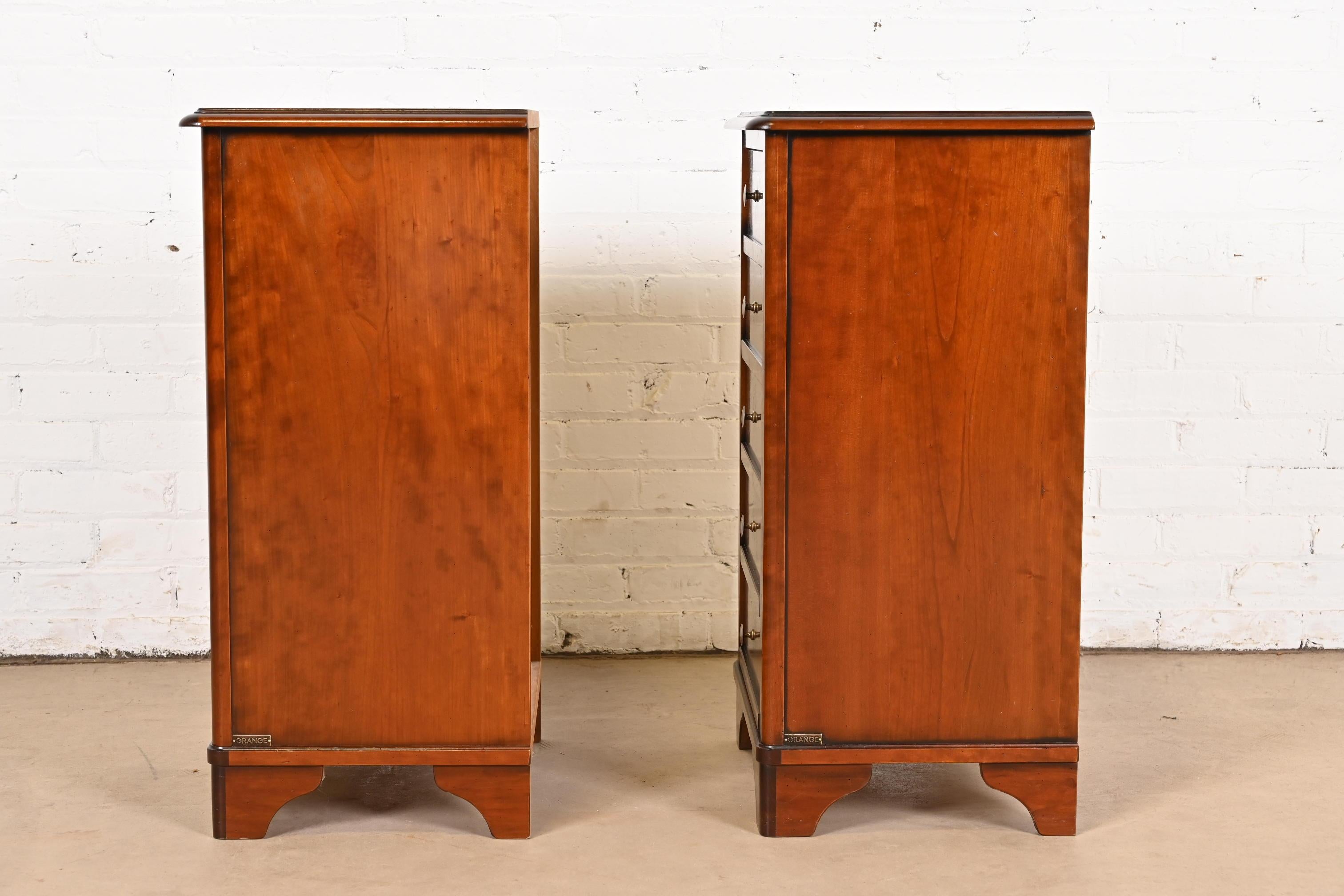 Grange French Louis Philippe Cherry Wood Bedside Chests, Pair For Sale 6