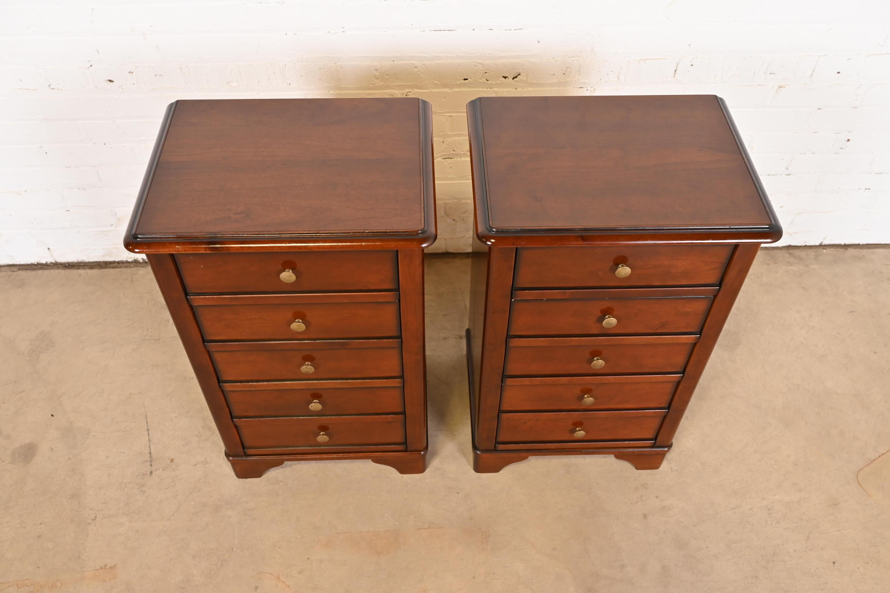 Grange French Louis Philippe Cherry Wood Bedside Chests, Pair For Sale 1