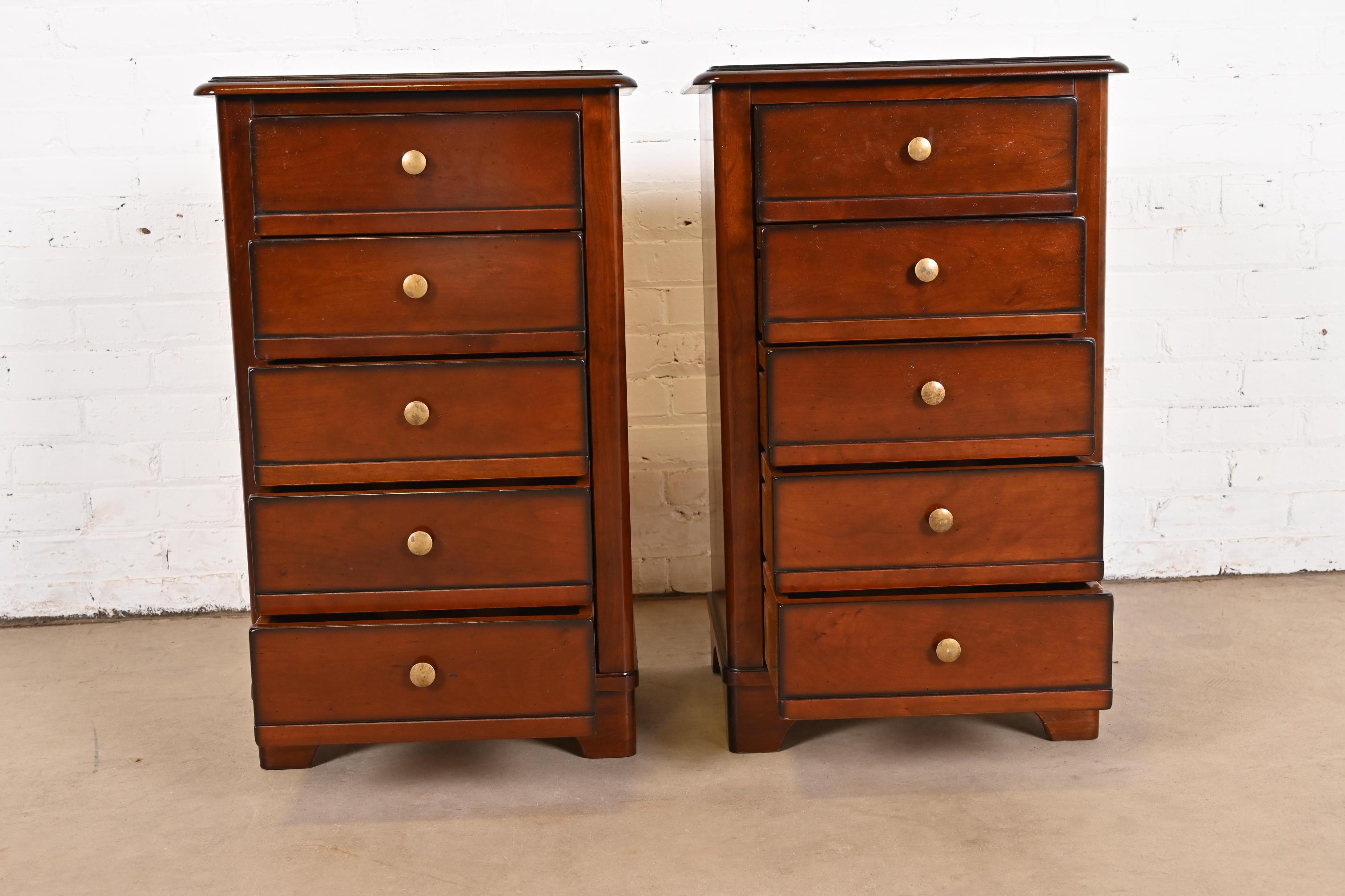 Grange French Louis Philippe Cherry Wood Bedside Chests, Pair For Sale 2