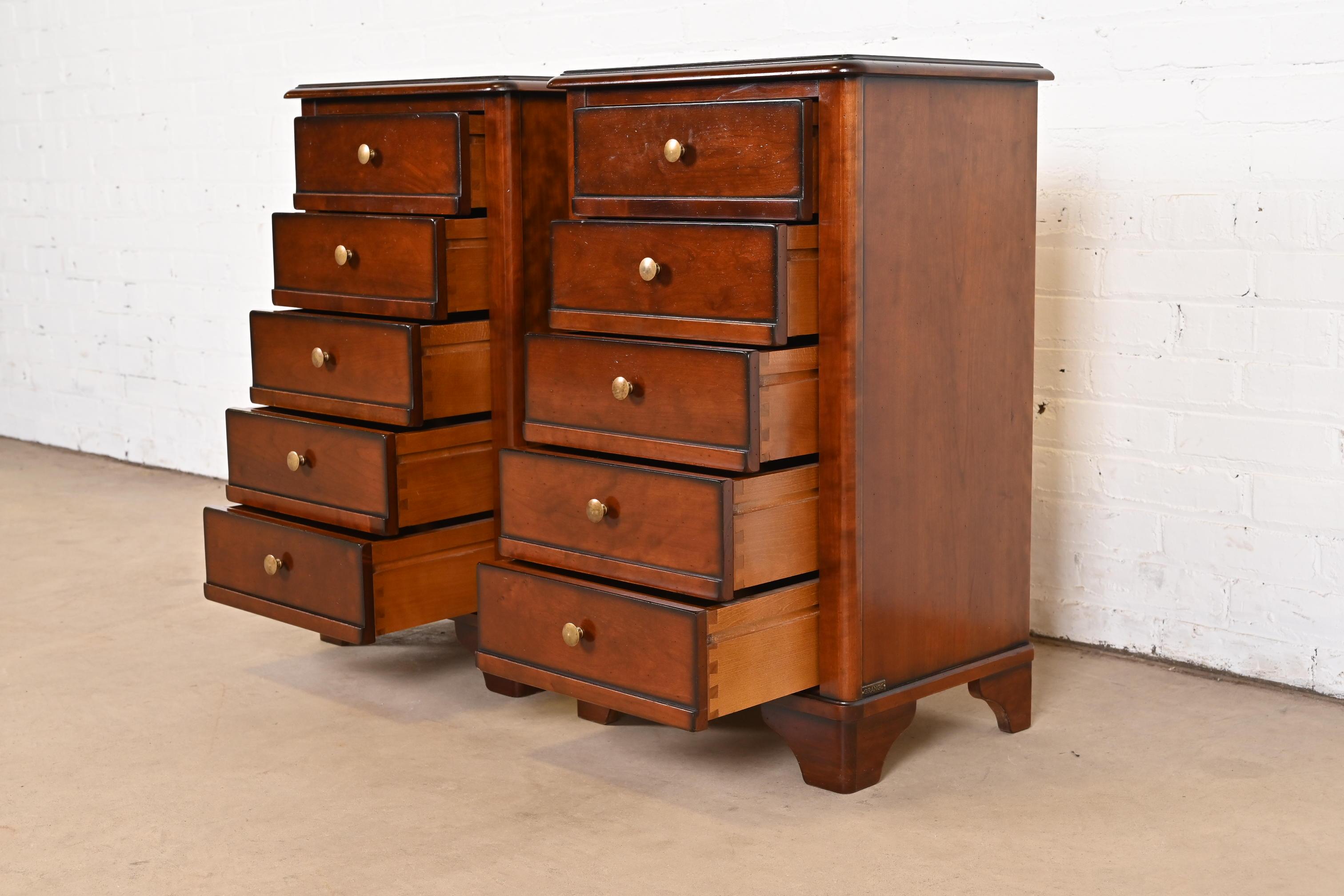 Grange French Louis Philippe Cherry Wood Bedside Chests, Pair For Sale 3